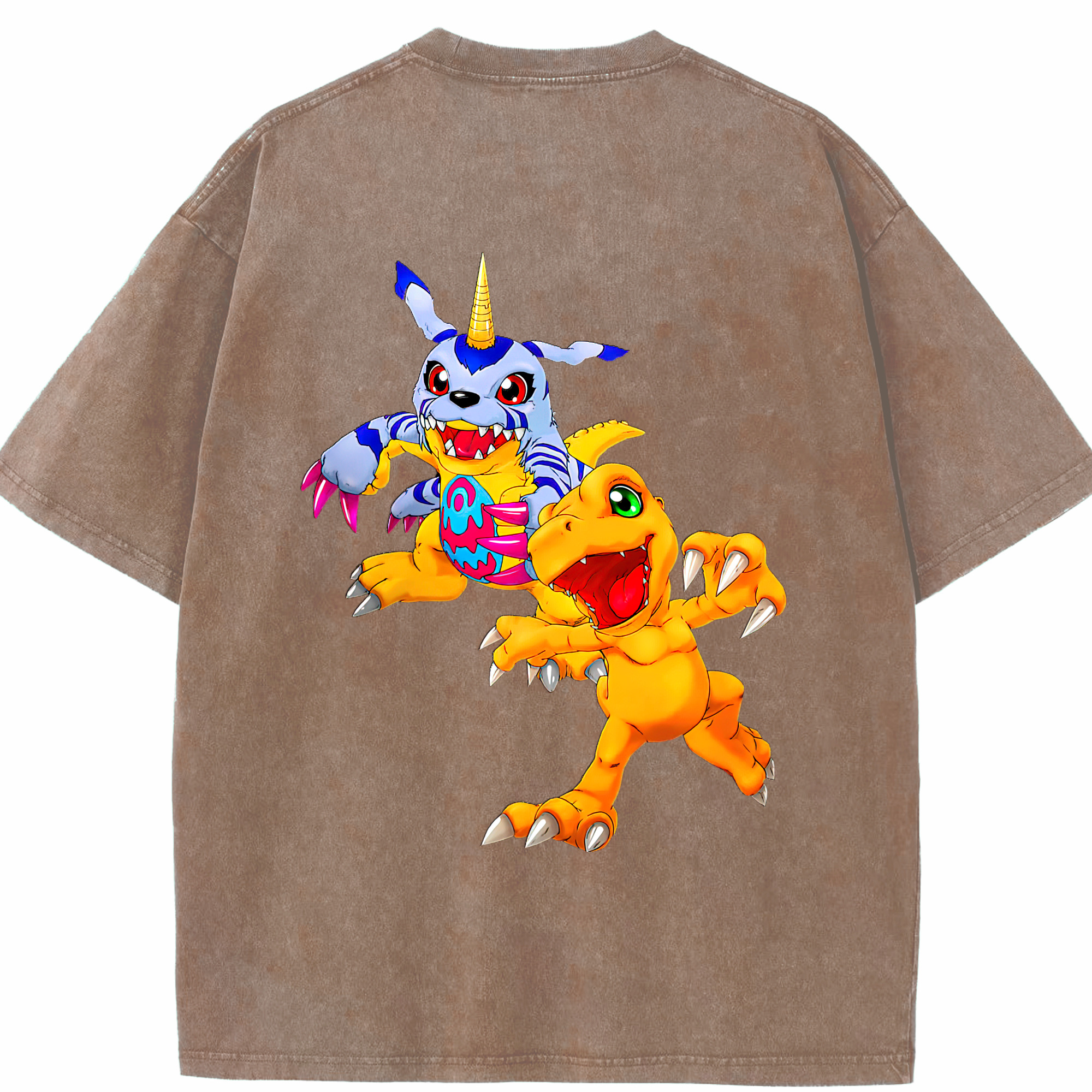 （画像用） Digimon デジタルモンスター/デジモン 綿100% ヴィンテージ風 半袖Tシャツ（背面プリント）