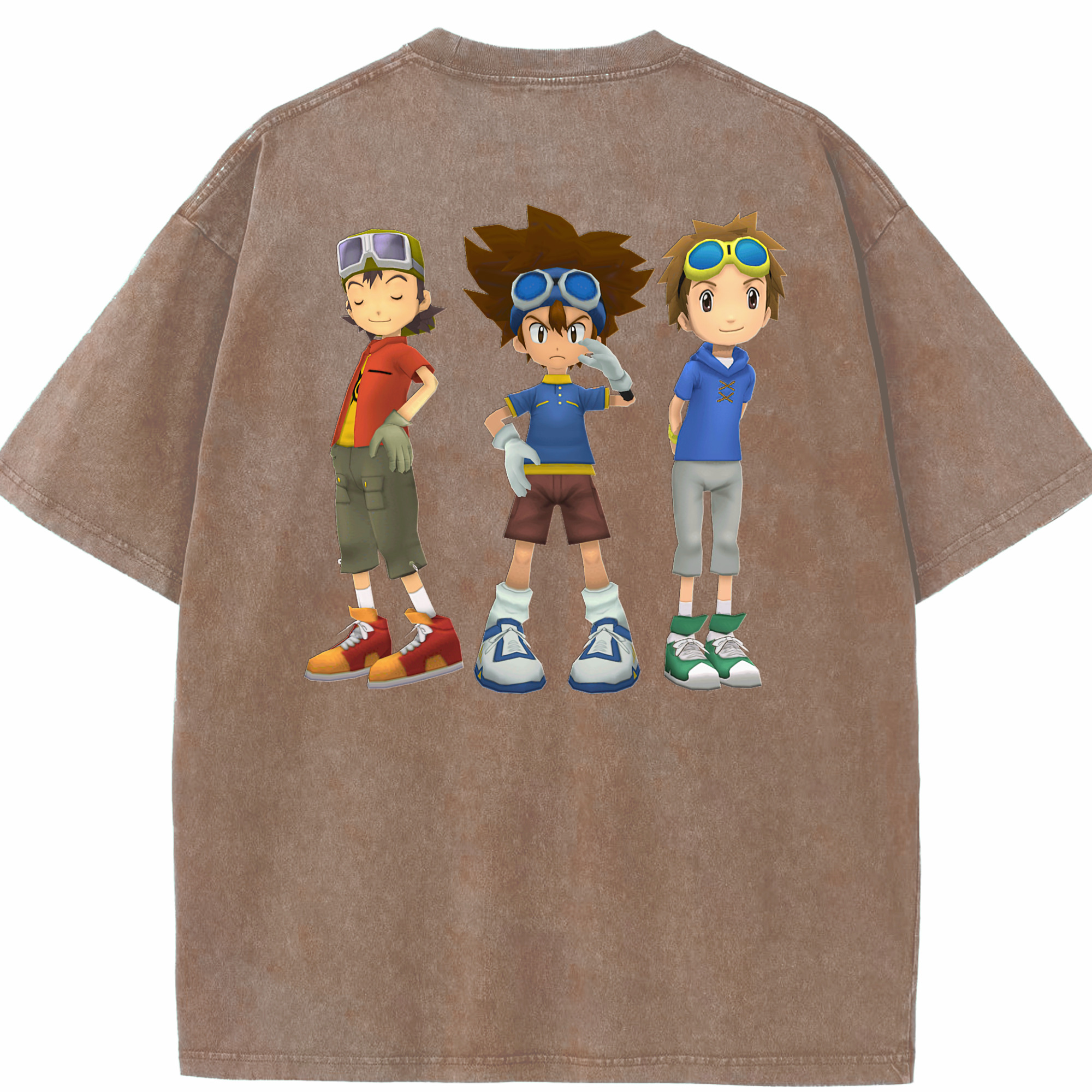 （画像用） Digimon デジタルモンスター/デジモン 綿100% ヴィンテージ風 半袖Tシャツ（背面プリント）