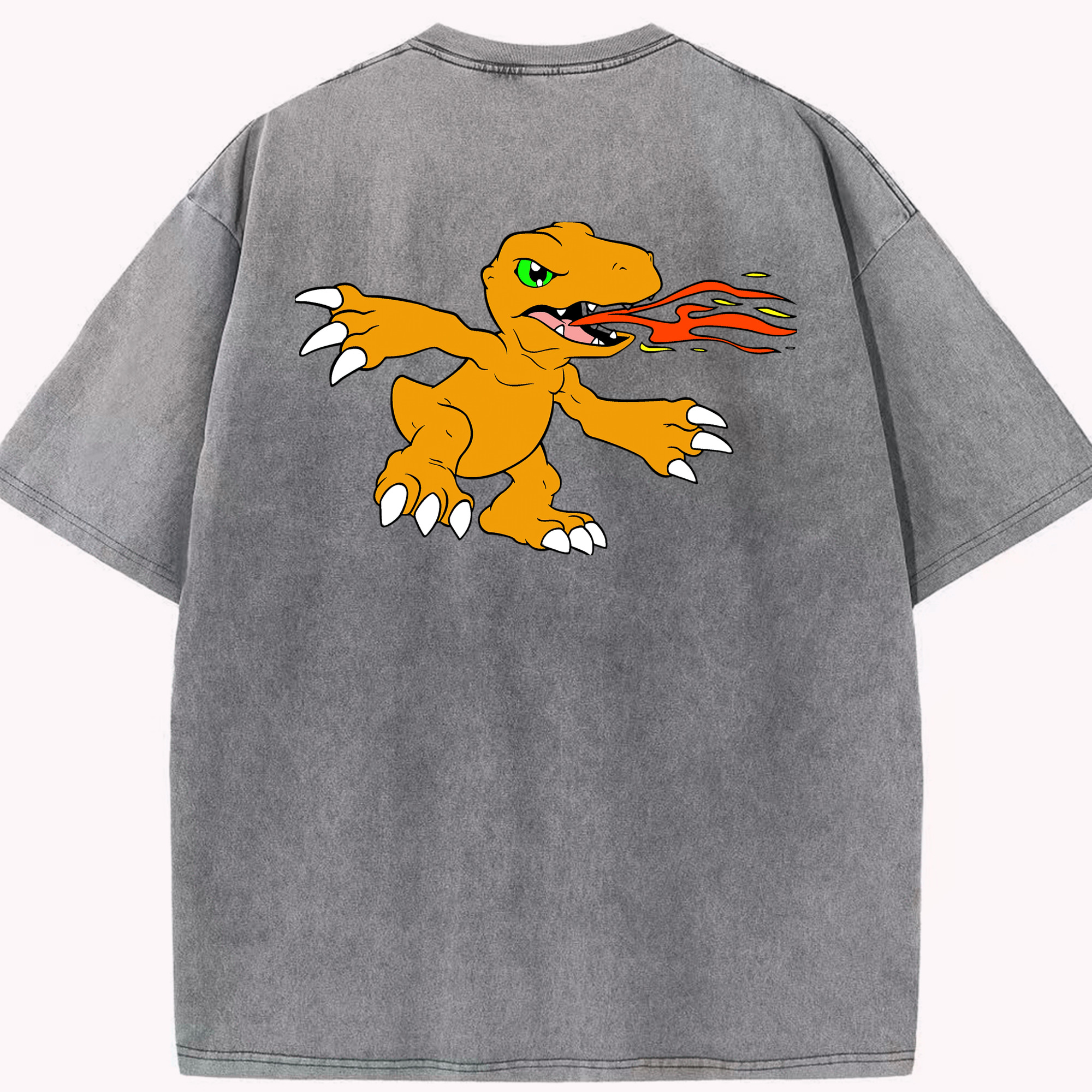 （画像用） Digimon デジタルモンスター/デジモン 綿100% ヴィンテージ風 半袖Tシャツ（背面プリント）