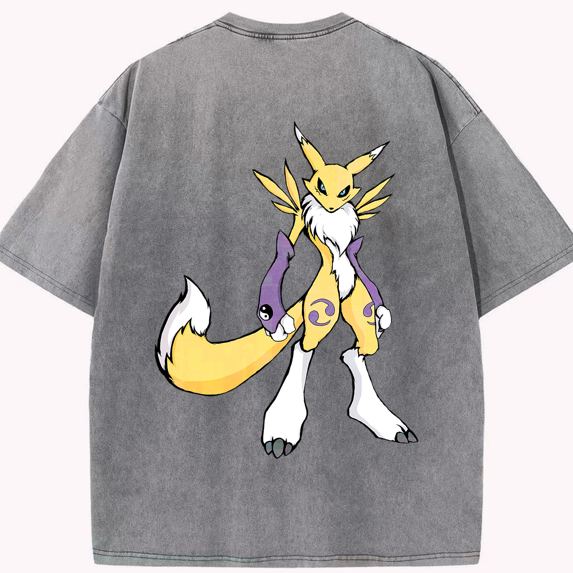 （画像用） Digimon デジタルモンスター/デジモン 綿100% ヴィンテージ風 半袖Tシャツ（背面プリント）