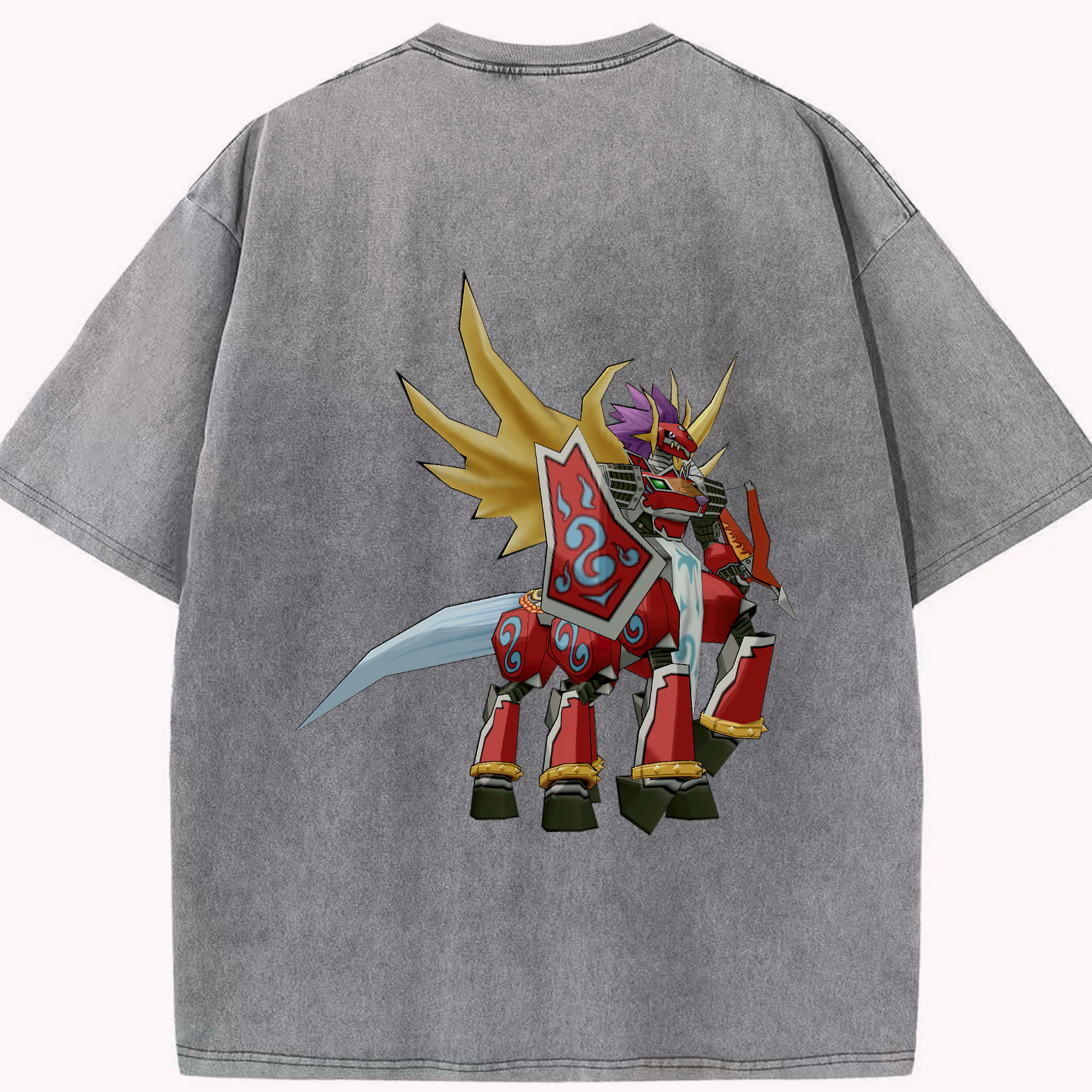 （画像用） Digimon デジタルモンスター/デジモン 綿100% ヴィンテージ風 半袖Tシャツ（背面プリント）