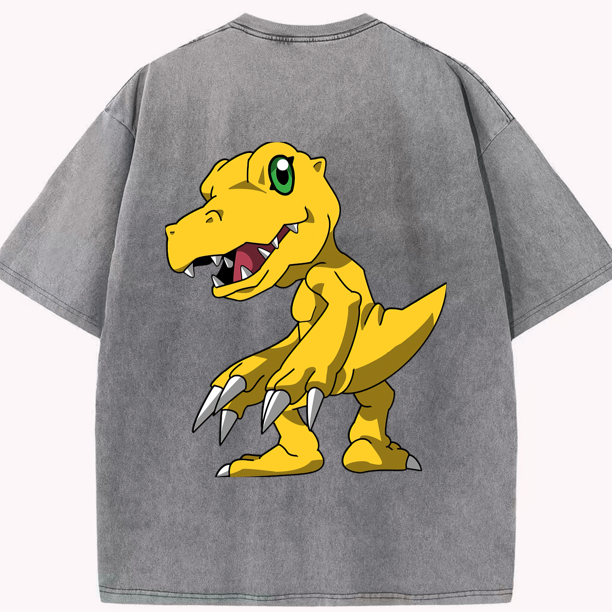 （画像用） Digimon デジタルモンスター/デジモン 綿100% ヴィンテージ風 半袖Tシャツ（背面プリント）