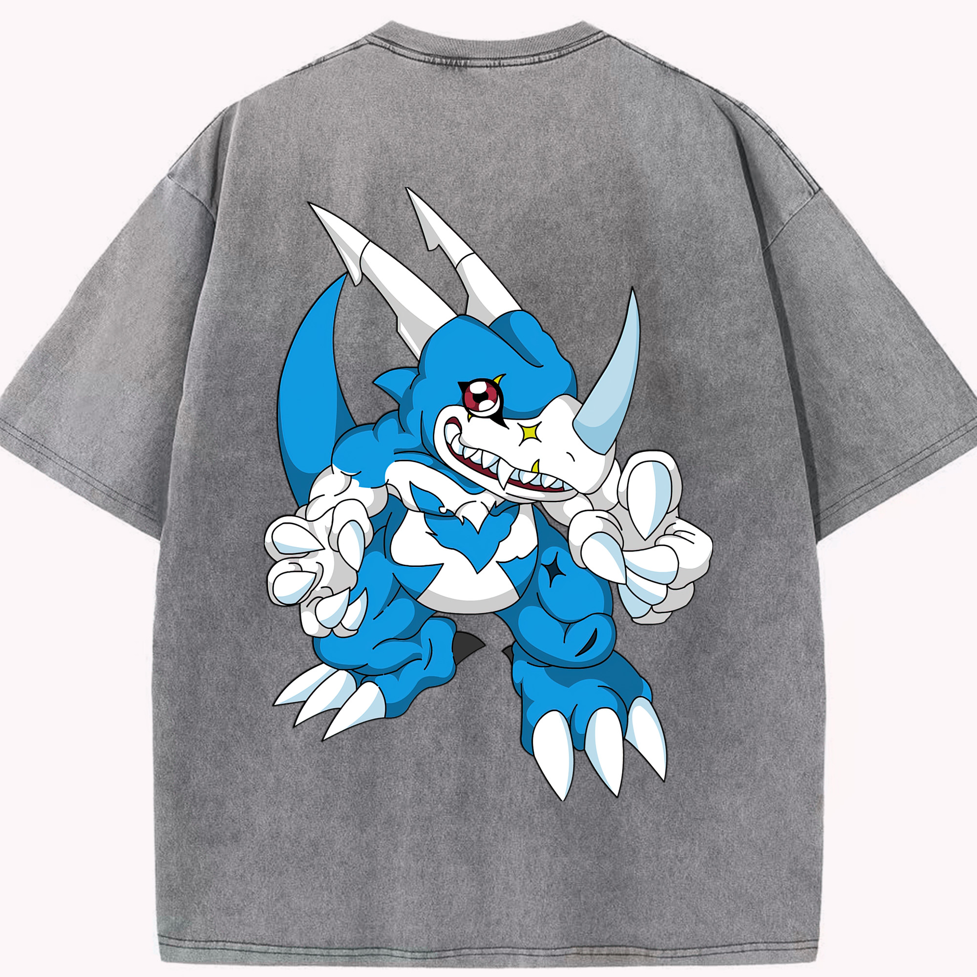 （画像用） Digimon デジタルモンスター/デジモン 綿100% ヴィンテージ風 半袖Tシャツ（背面プリント）