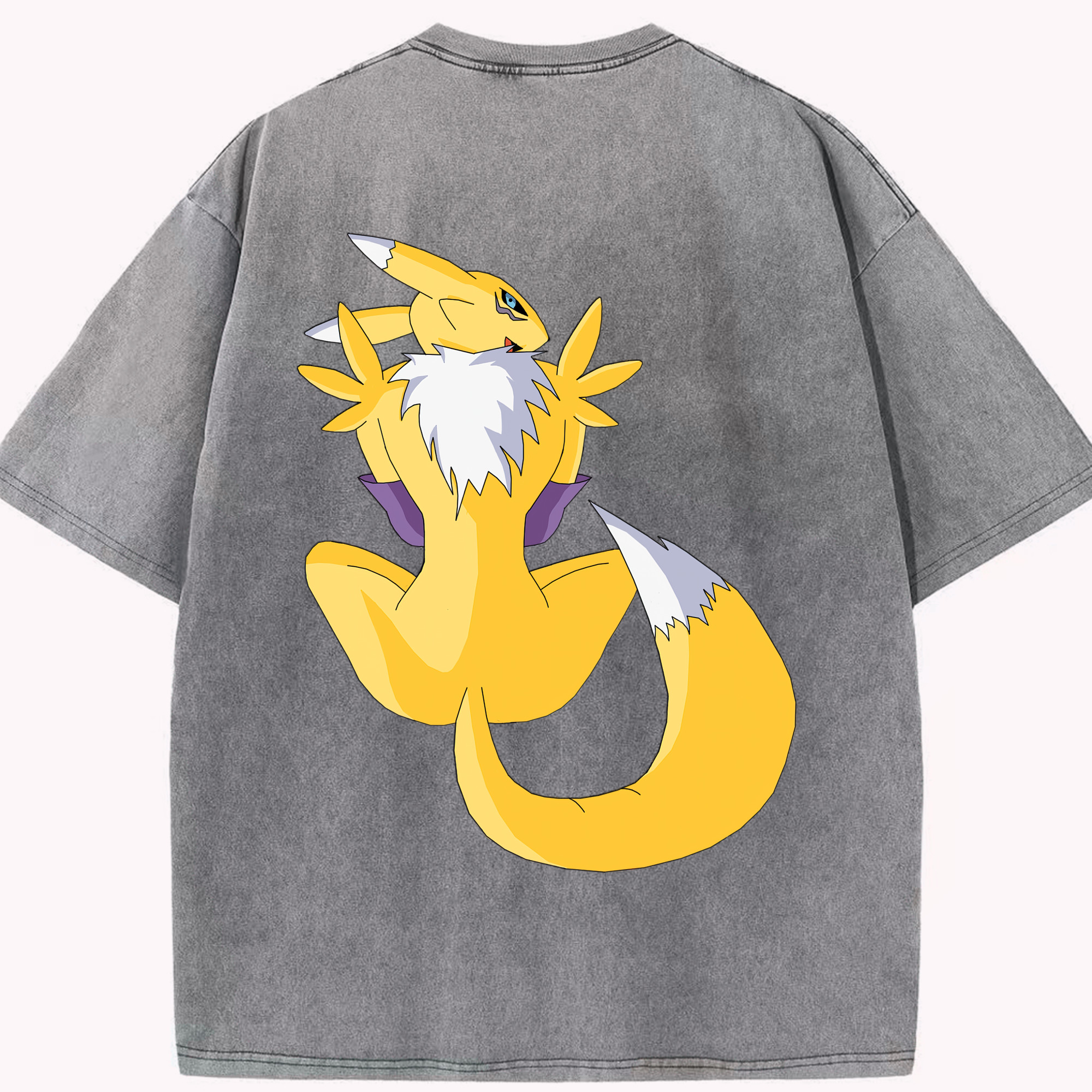 （画像用） Digimon デジタルモンスター/デジモン 綿100% ヴィンテージ風 半袖Tシャツ（背面プリント）