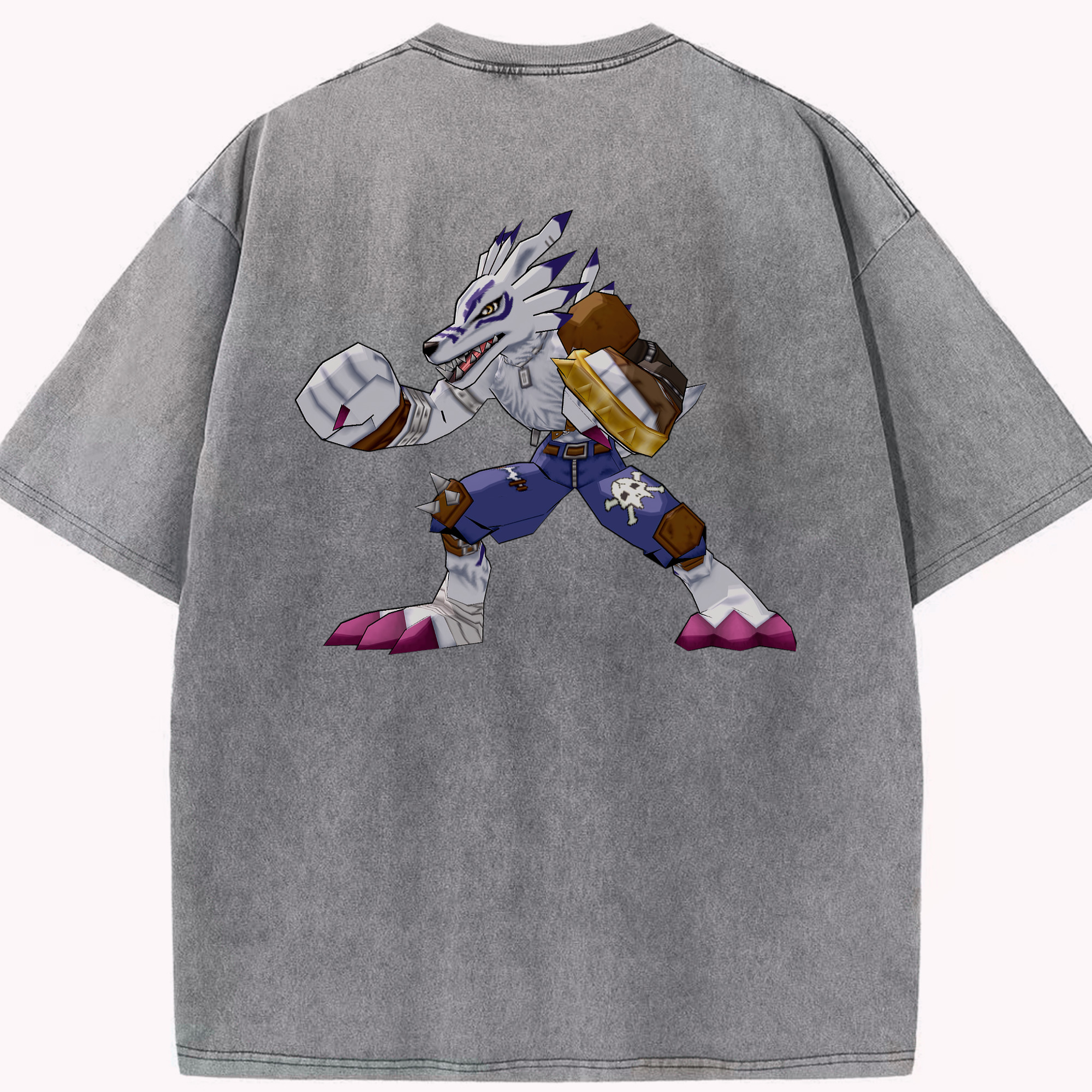 （画像用） Digimon デジタルモンスター/デジモン 綿100% ヴィンテージ風 半袖Tシャツ（背面プリント）