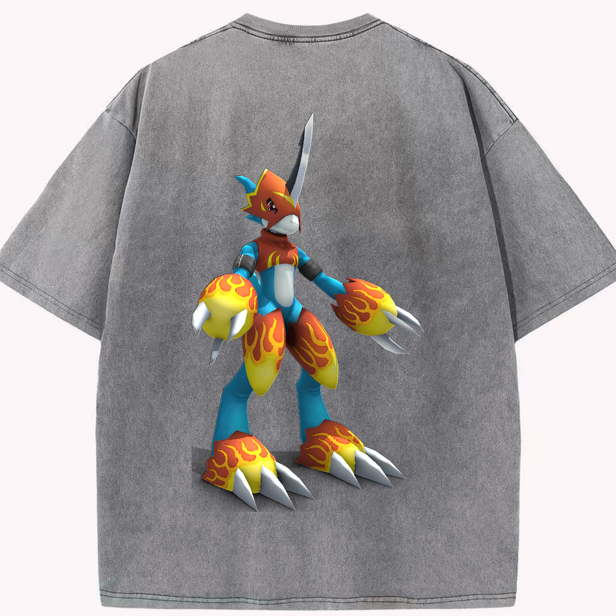 （画像用） Digimon デジタルモンスター/デジモン 綿100% ヴィンテージ風 半袖Tシャツ（背面プリント）