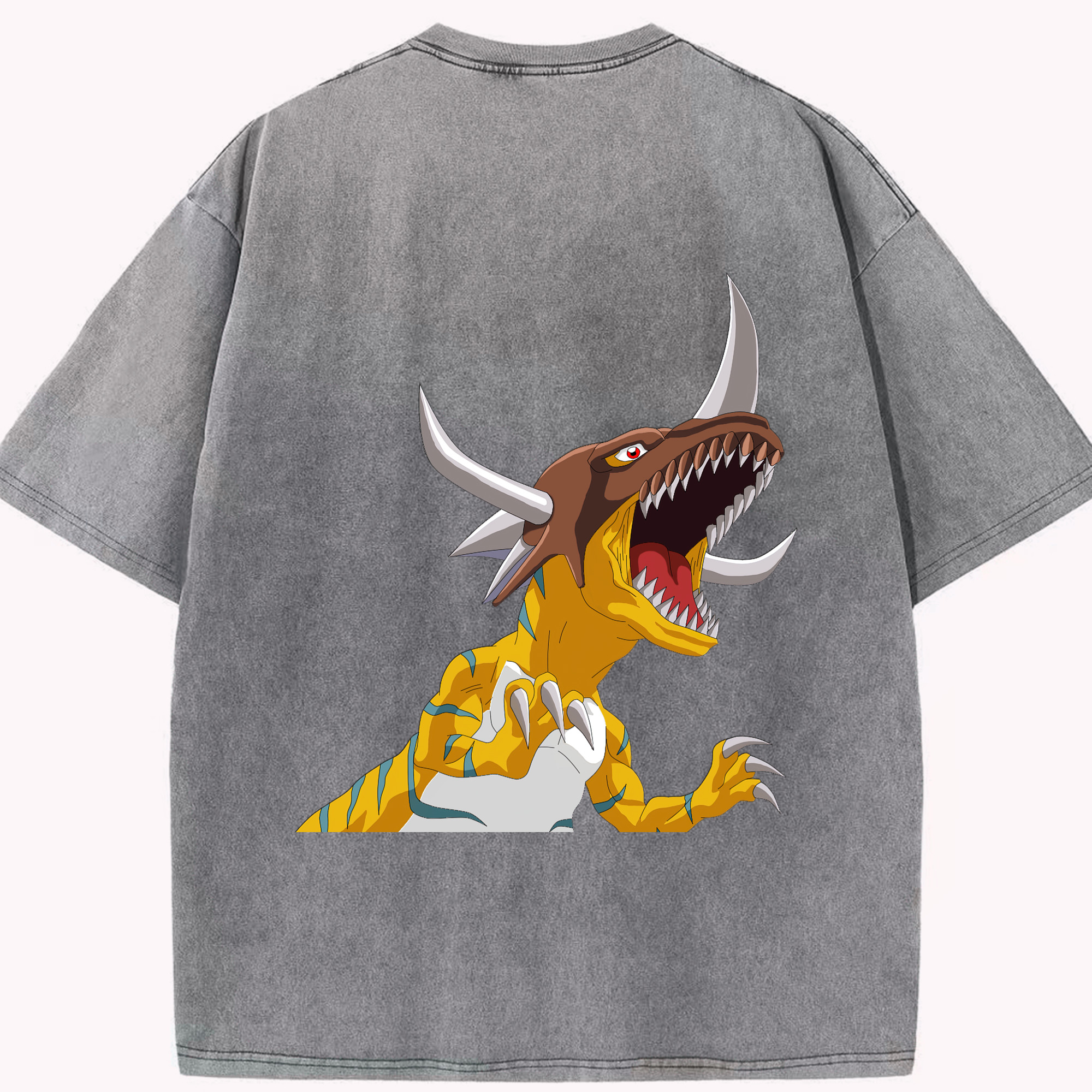 （画像用） Digimon デジタルモンスター/デジモン 綿100% ヴィンテージ風 半袖Tシャツ（背面プリント）