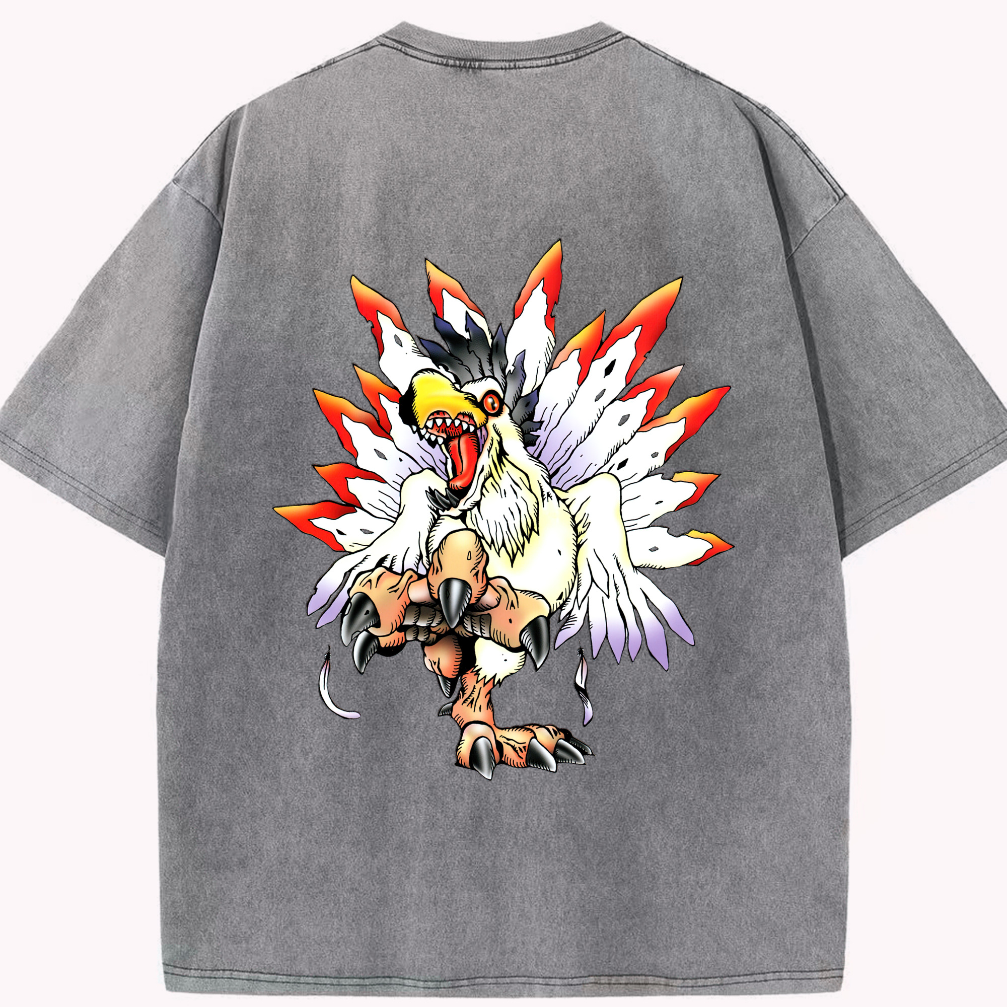 （画像用） Digimon デジタルモンスター/デジモン 綿100% ヴィンテージ風 半袖Tシャツ（背面プリント）