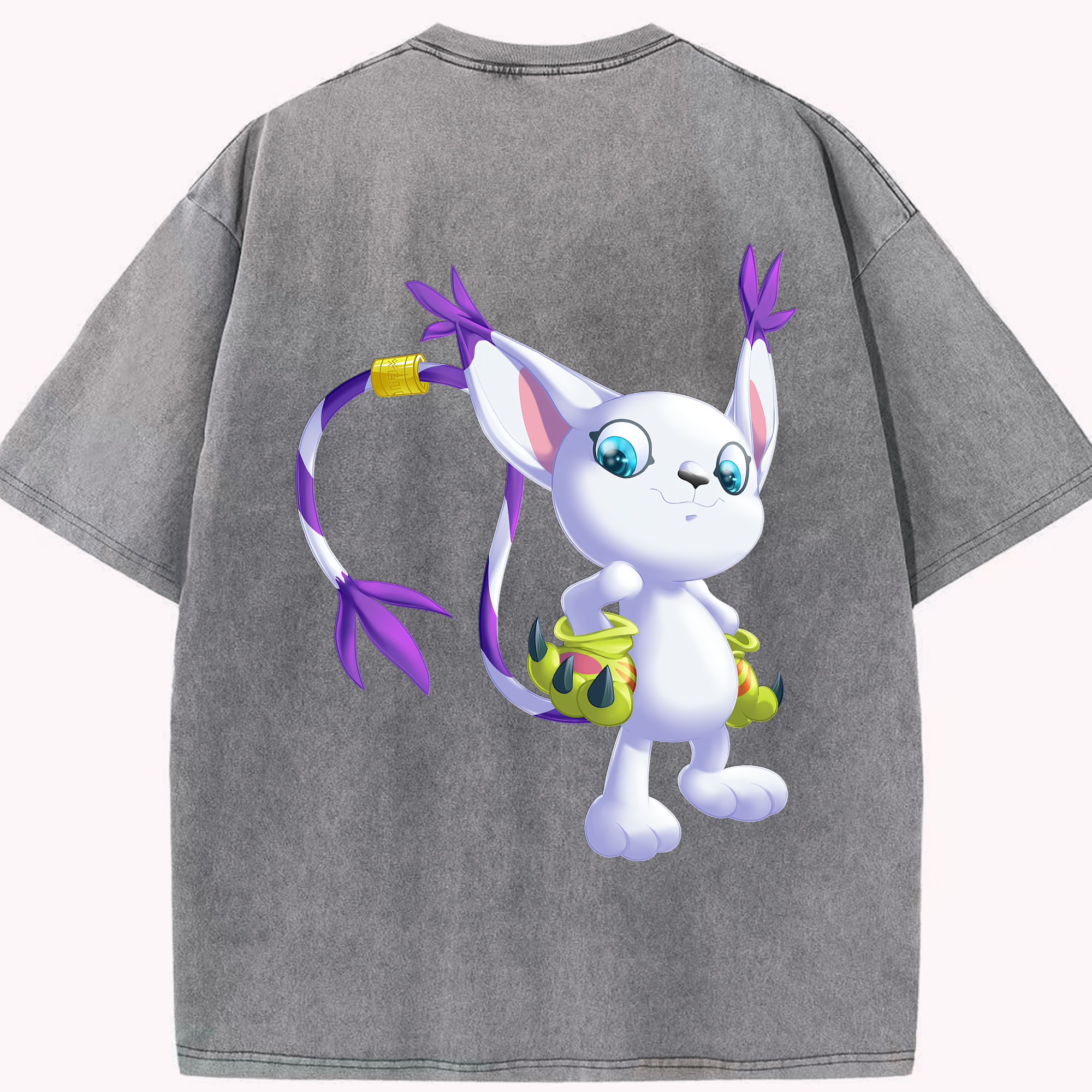 （画像用） Digimon デジタルモンスター/デジモン 綿100% ヴィンテージ風 半袖Tシャツ（背面プリント）