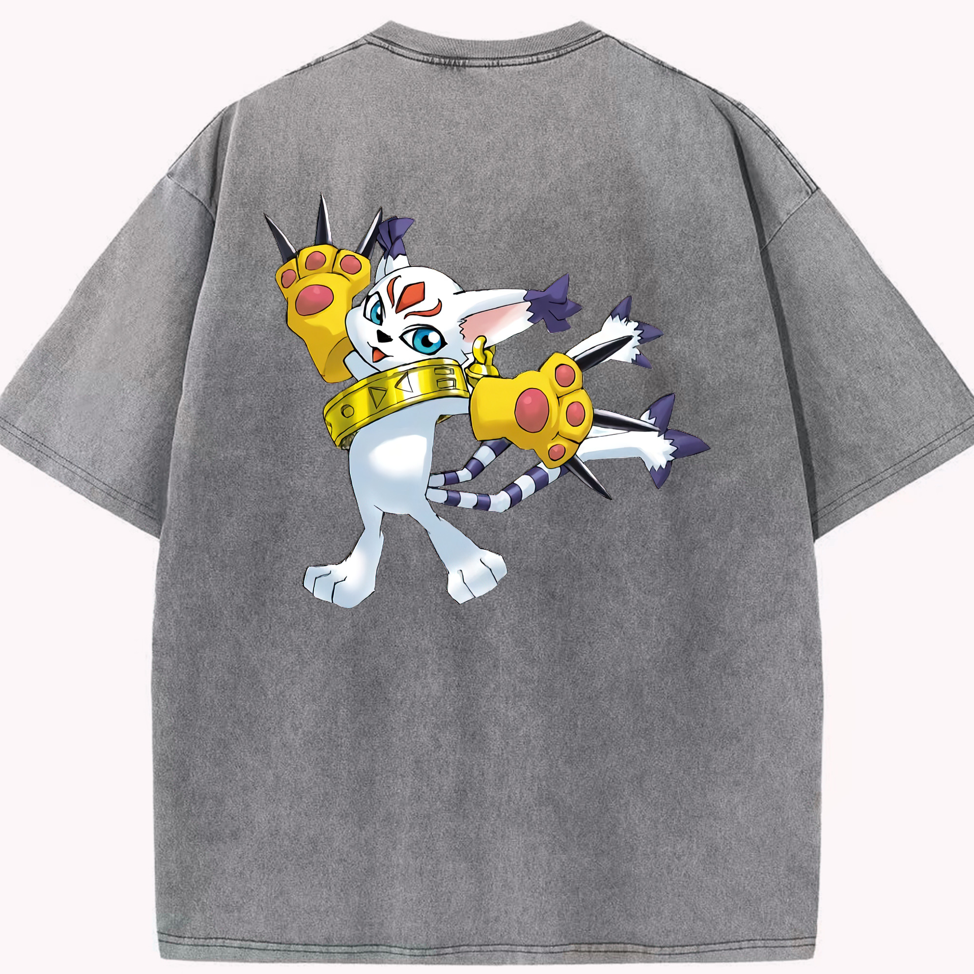 （画像用） Digimon デジタルモンスター/デジモン 綿100% ヴィンテージ風 半袖Tシャツ（背面プリント）