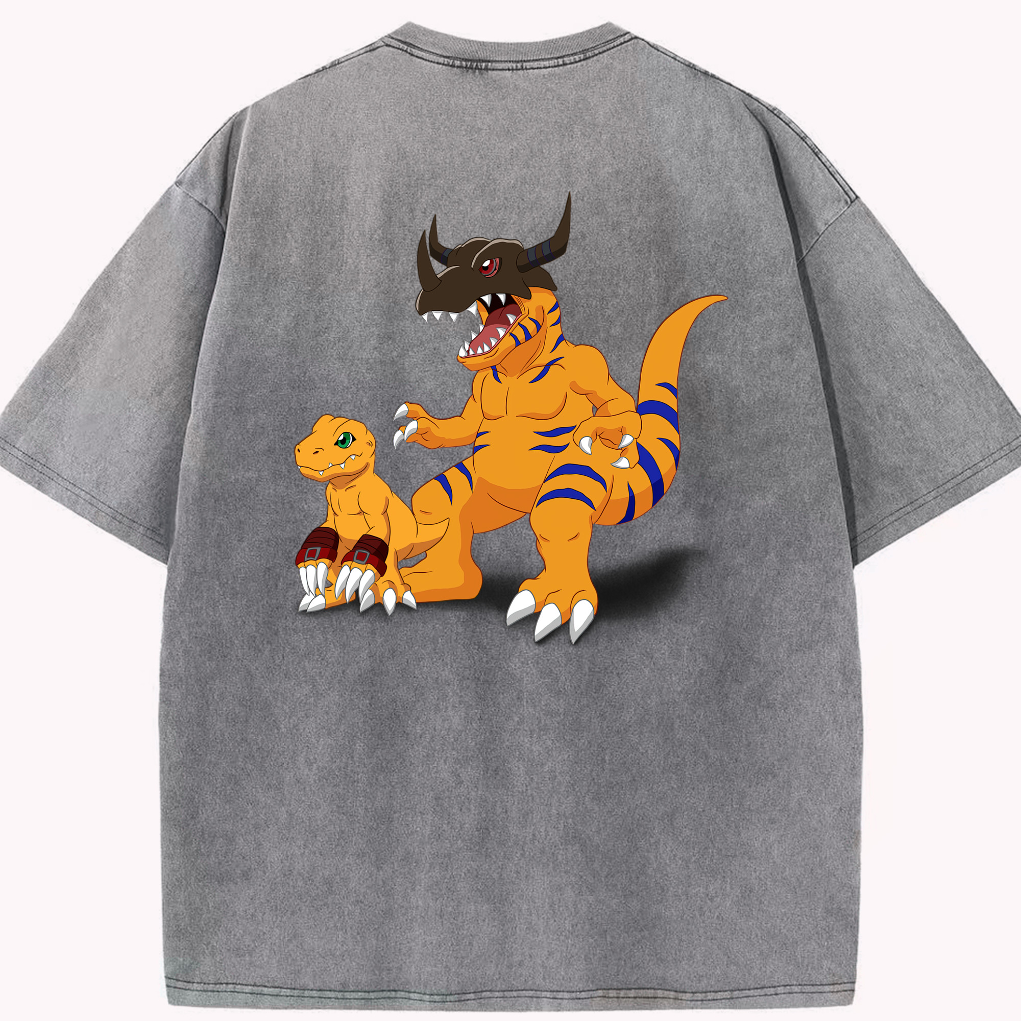 （画像用） Digimon デジタルモンスター/デジモン 綿100% ヴィンテージ風 半袖Tシャツ（背面プリント）