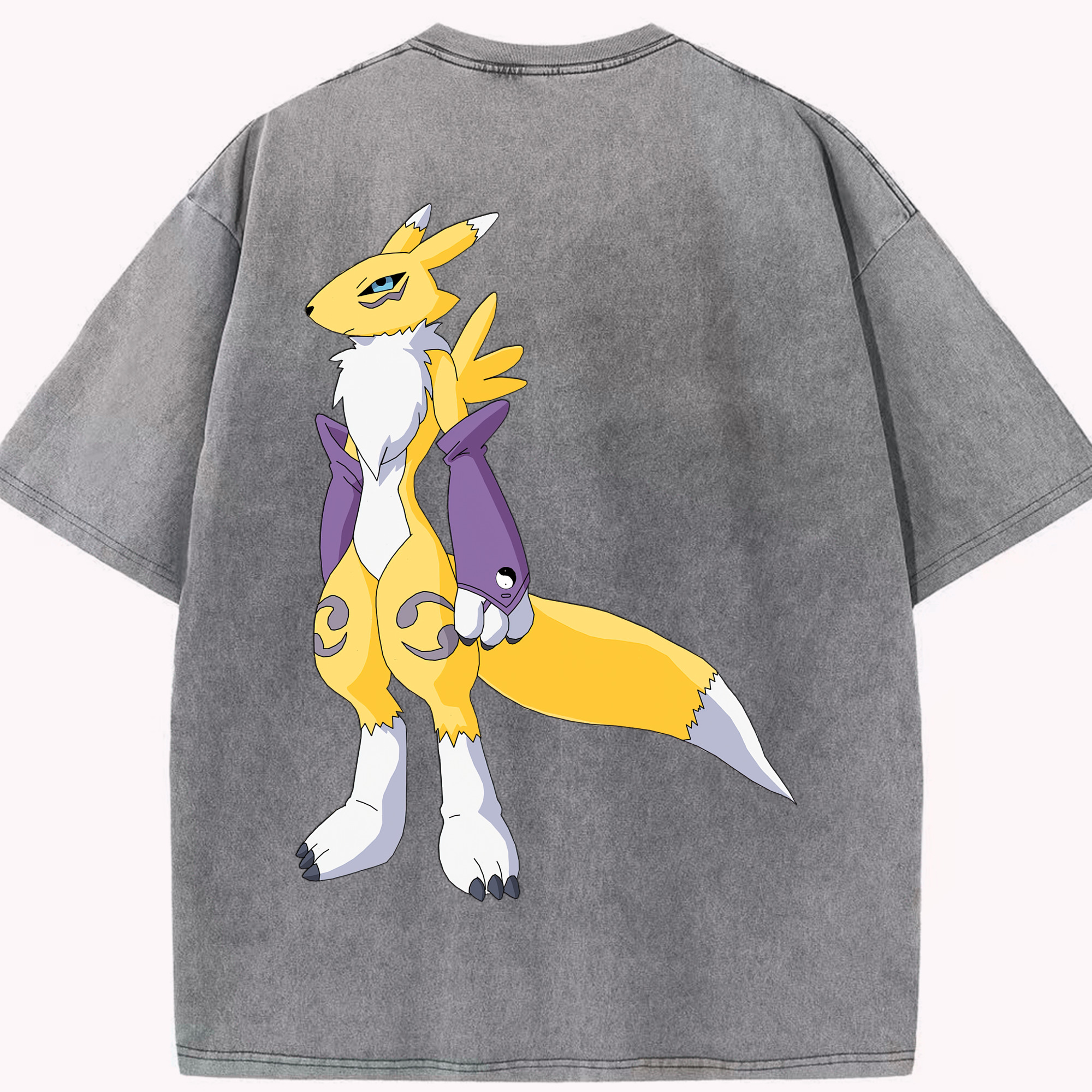 （画像用） Digimon デジタルモンスター/デジモン 綿100% ヴィンテージ風 半袖Tシャツ（背面プリント）