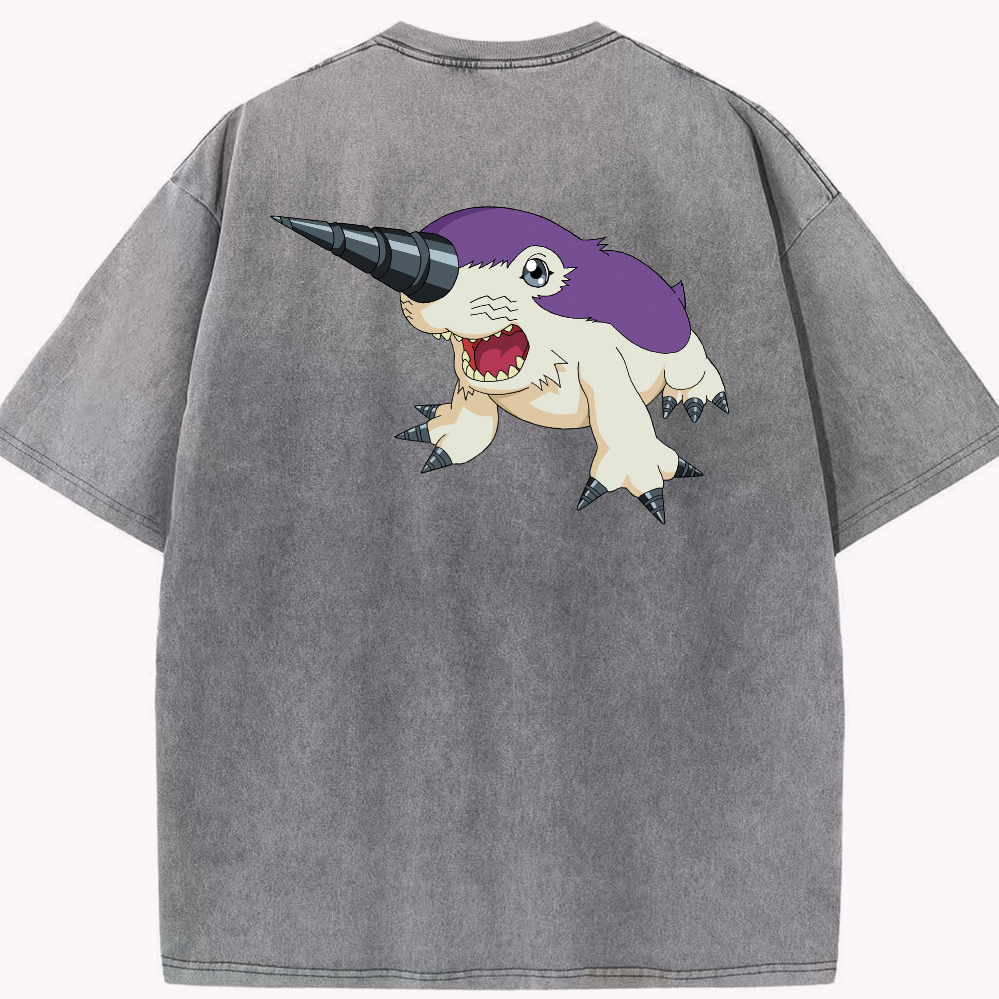 （画像用） Digimon デジタルモンスター/デジモン 綿100% ヴィンテージ風 半袖Tシャツ（背面プリント）