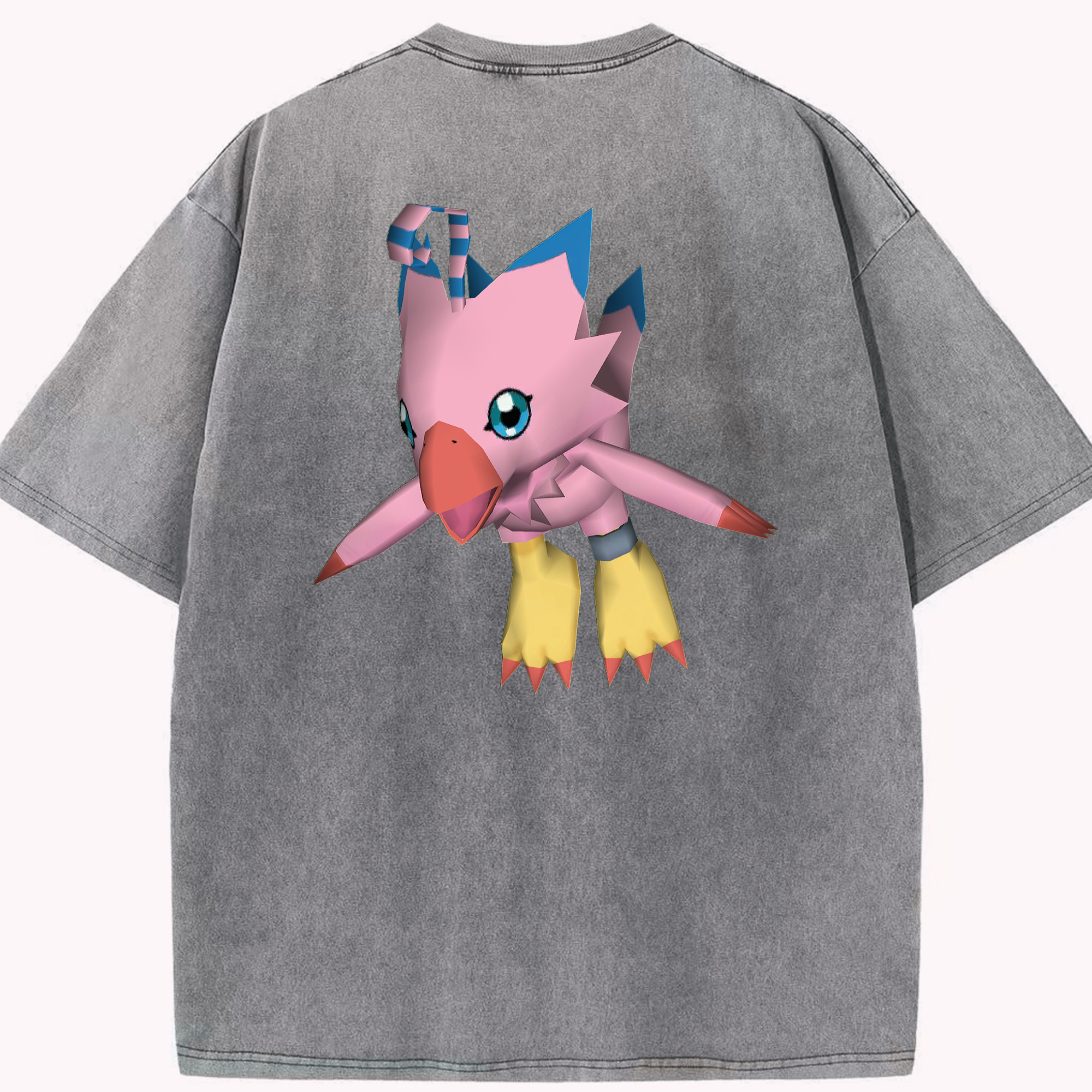 （画像用） Digimon デジタルモンスター/デジモン 綿100% ヴィンテージ風 半袖Tシャツ（背面プリント）