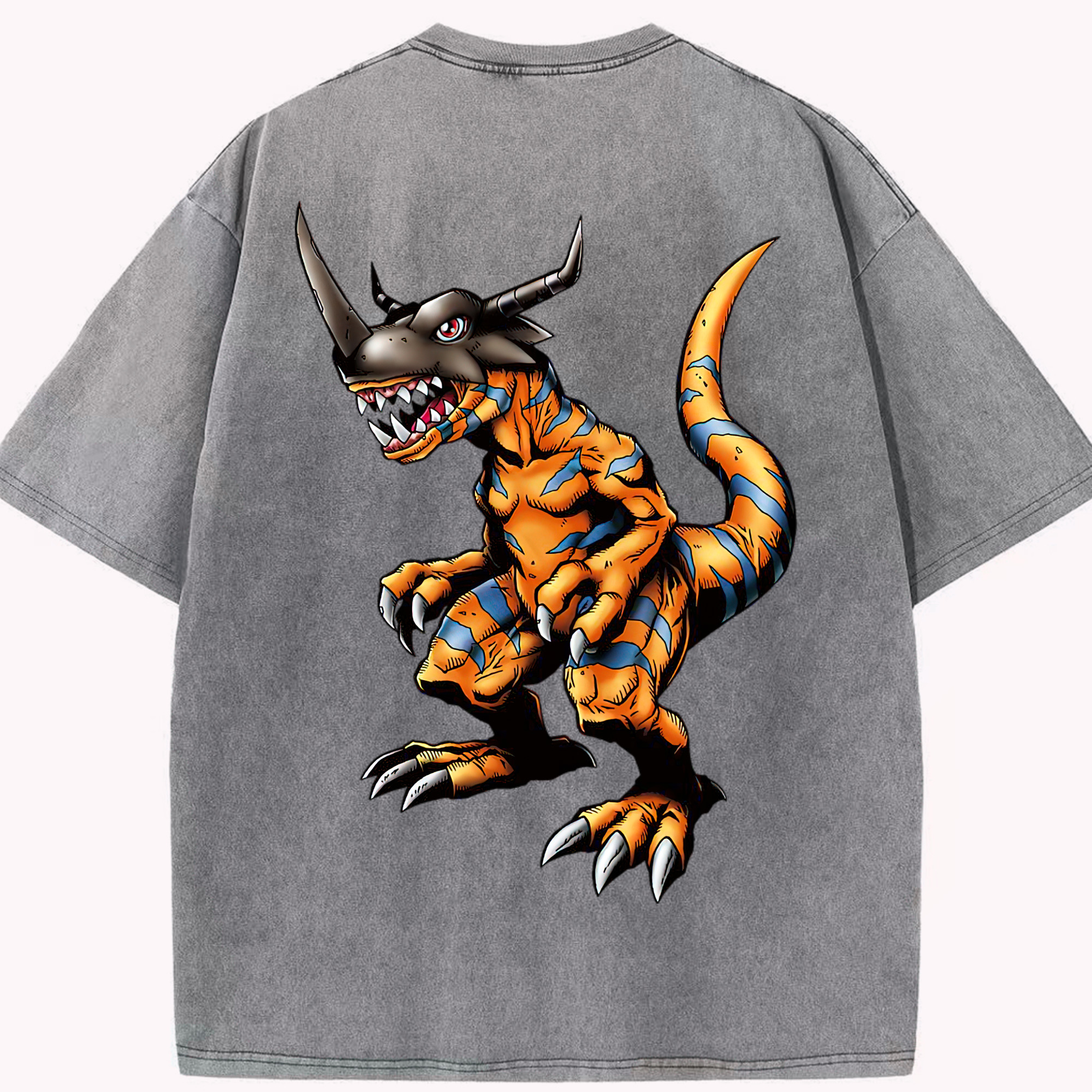 （画像用） Digimon デジタルモンスター/デジモン 綿100% ヴィンテージ風 半袖Tシャツ（背面プリント）