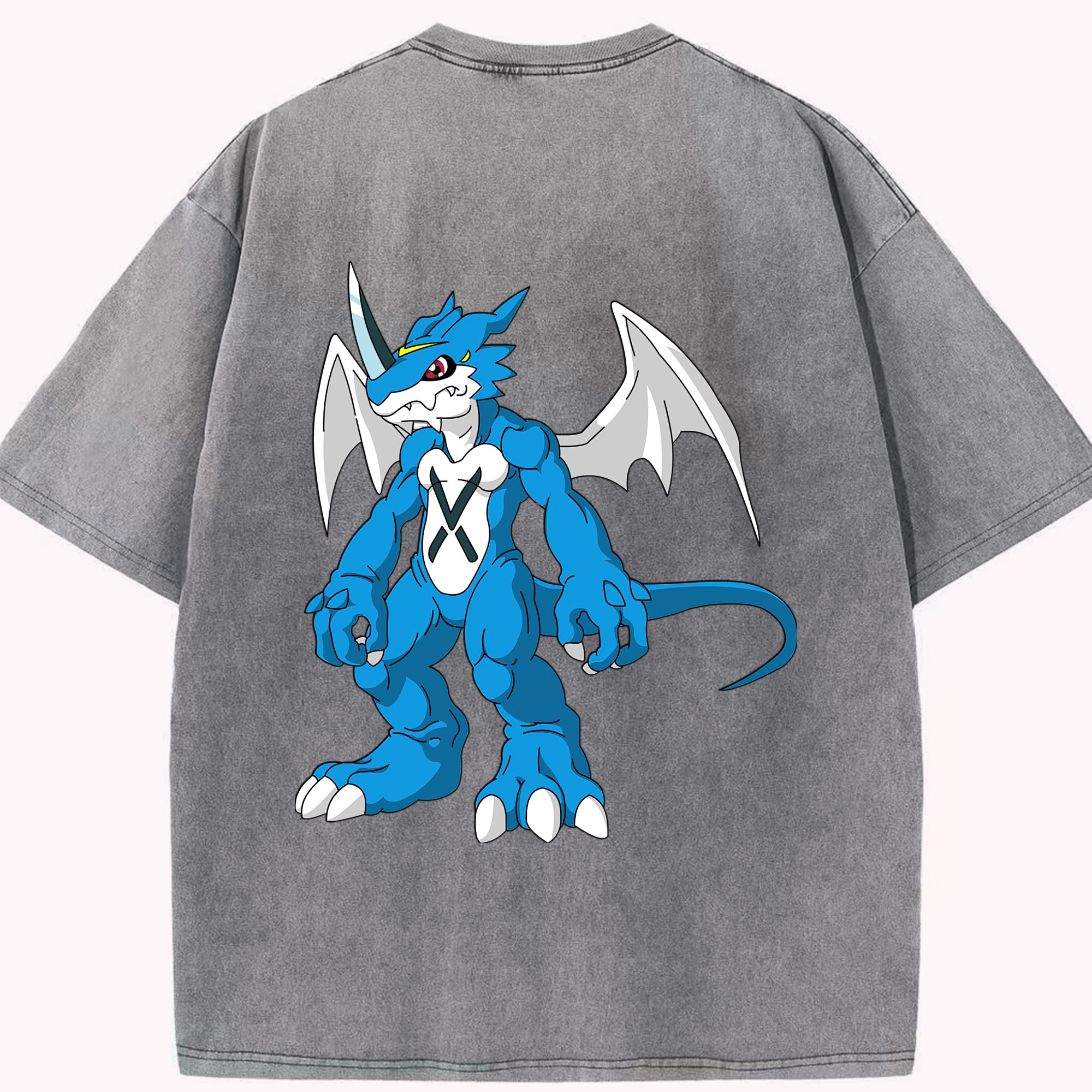 （画像用） Digimon デジタルモンスター/デジモン 綿100% ヴィンテージ風 半袖Tシャツ（背面プリント）