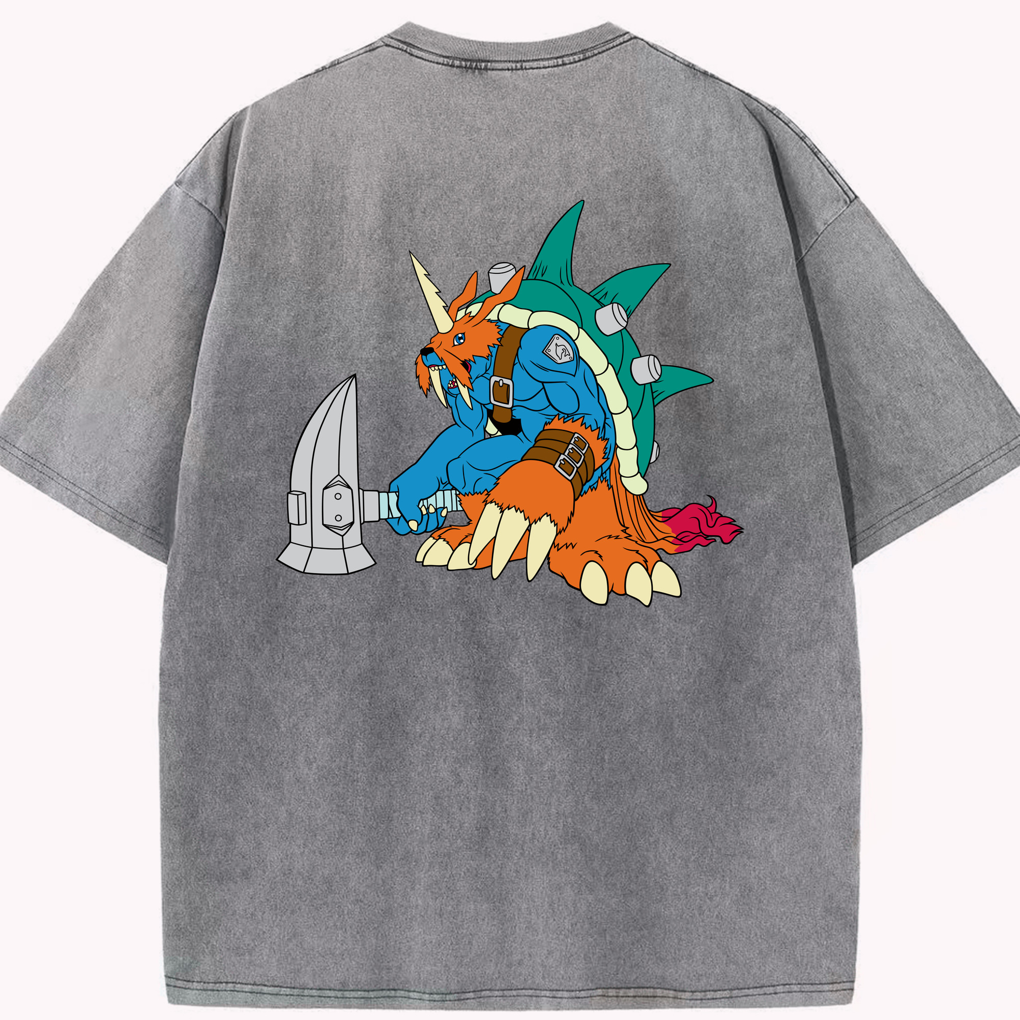 （画像用） Digimon デジタルモンスター/デジモン 綿100% ヴィンテージ風 半袖Tシャツ（背面プリント）