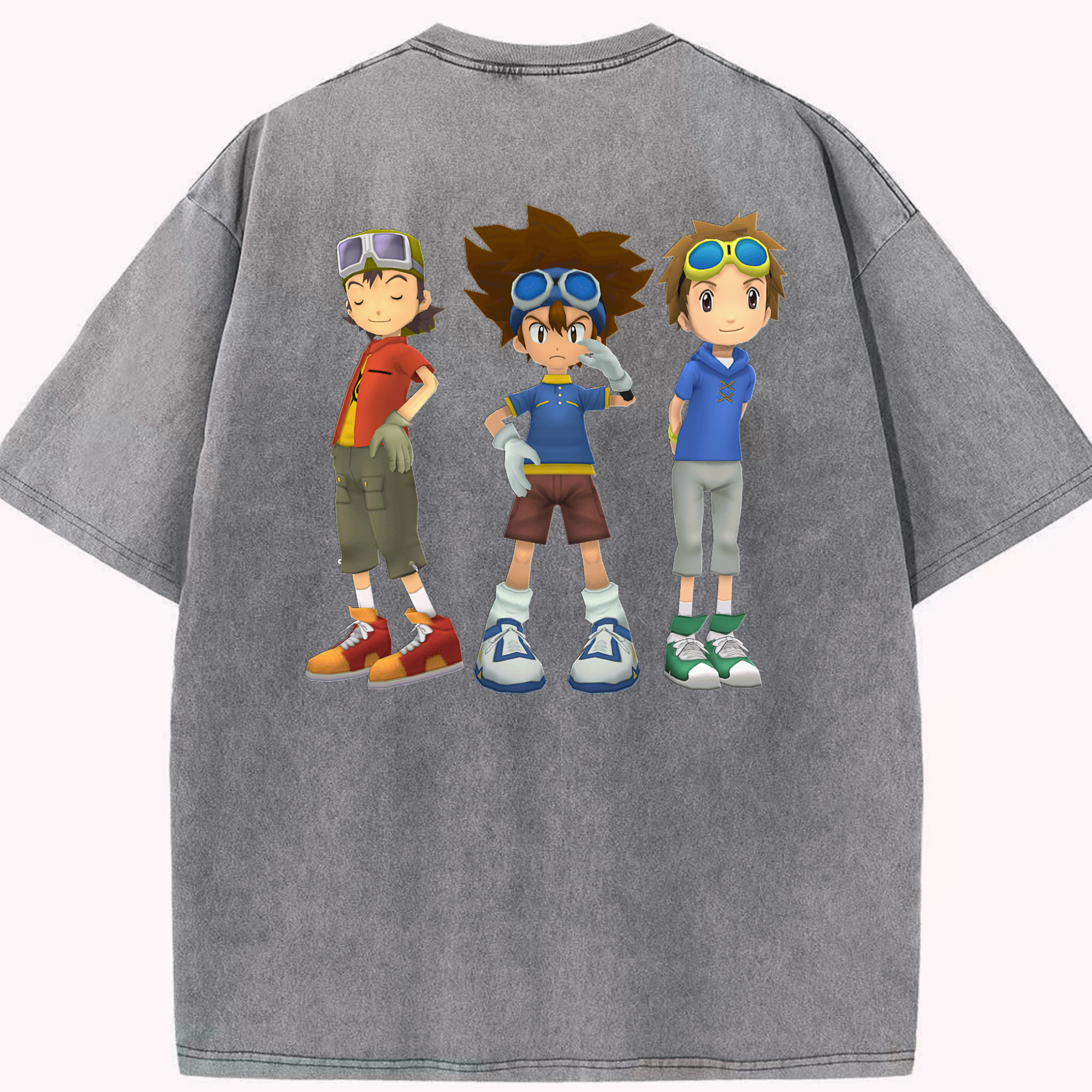 （画像用） Digimon デジタルモンスター/デジモン 綿100% ヴィンテージ風 半袖Tシャツ（背面プリント）