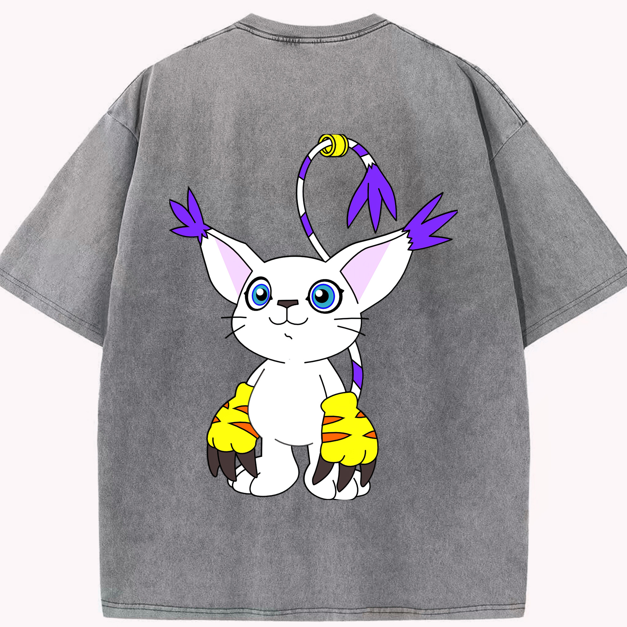 （画像用） Digimon デジタルモンスター/デジモン 綿100% ヴィンテージ風 半袖Tシャツ（背面プリント）