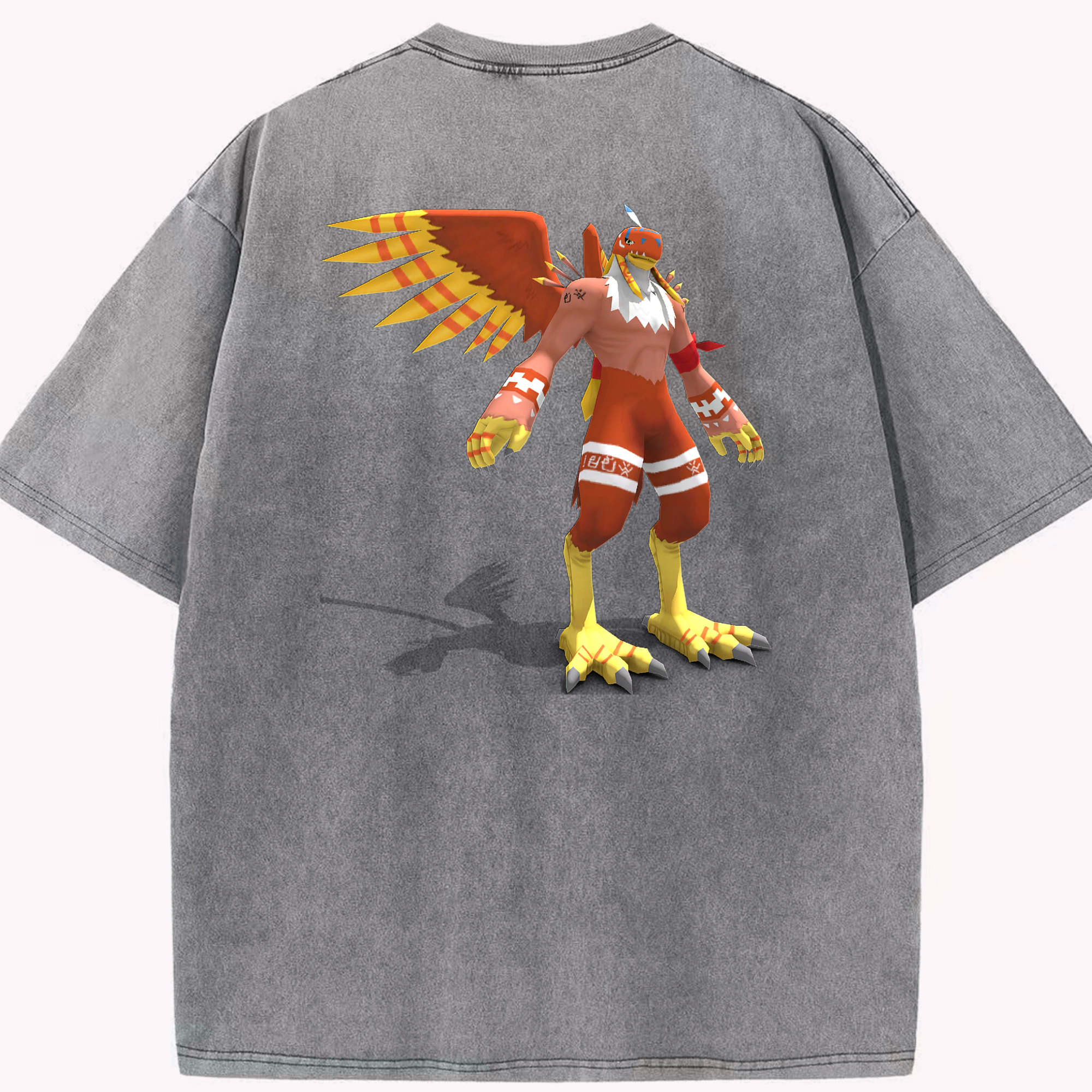 （画像用） Digimon デジタルモンスター/デジモン 綿100% ヴィンテージ風 半袖Tシャツ（背面プリント）