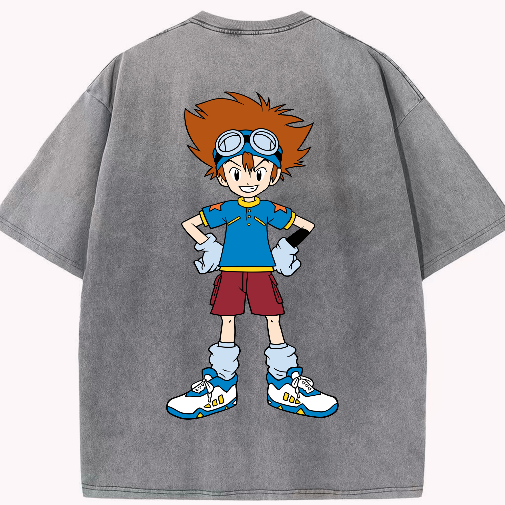 （画像用） Digimon デジタルモンスター/デジモン 綿100% ヴィンテージ風 半袖Tシャツ（背面プリント）