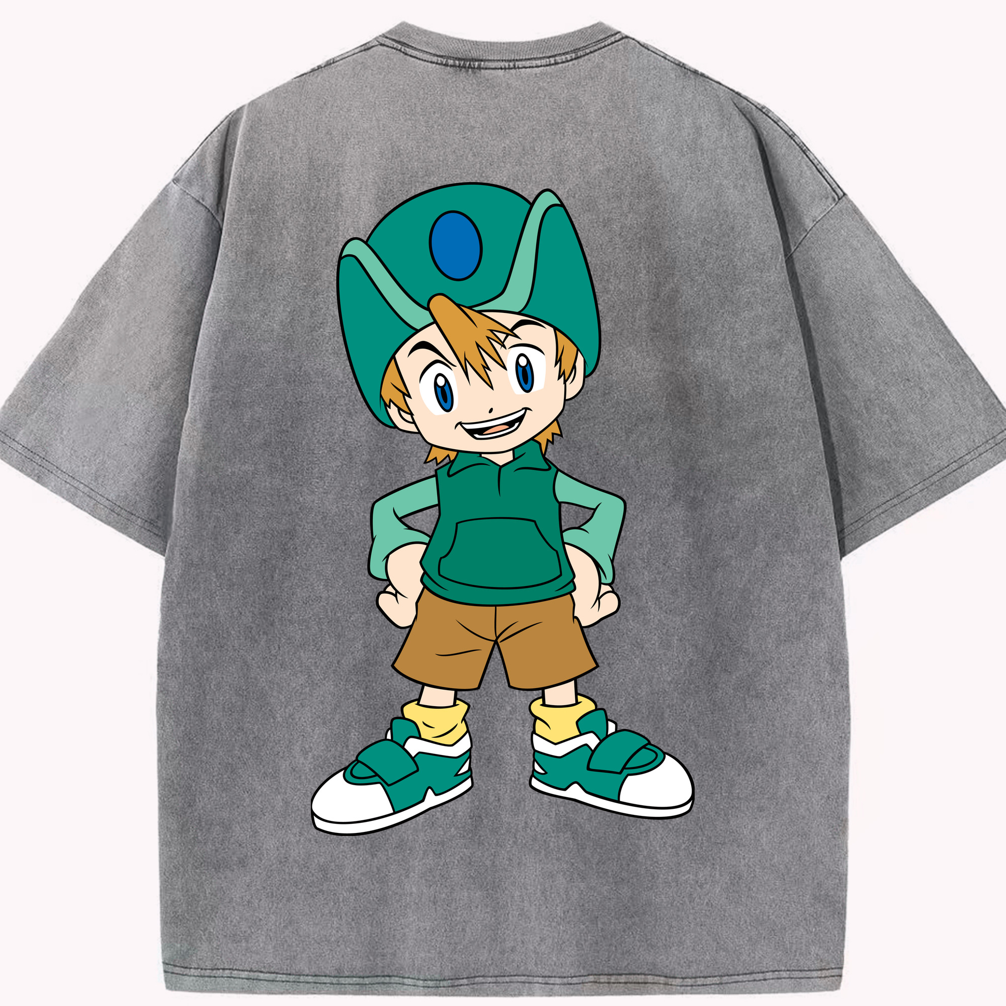 （画像用） Digimon デジタルモンスター/デジモン 綿100% ヴィンテージ風 半袖Tシャツ（背面プリント）