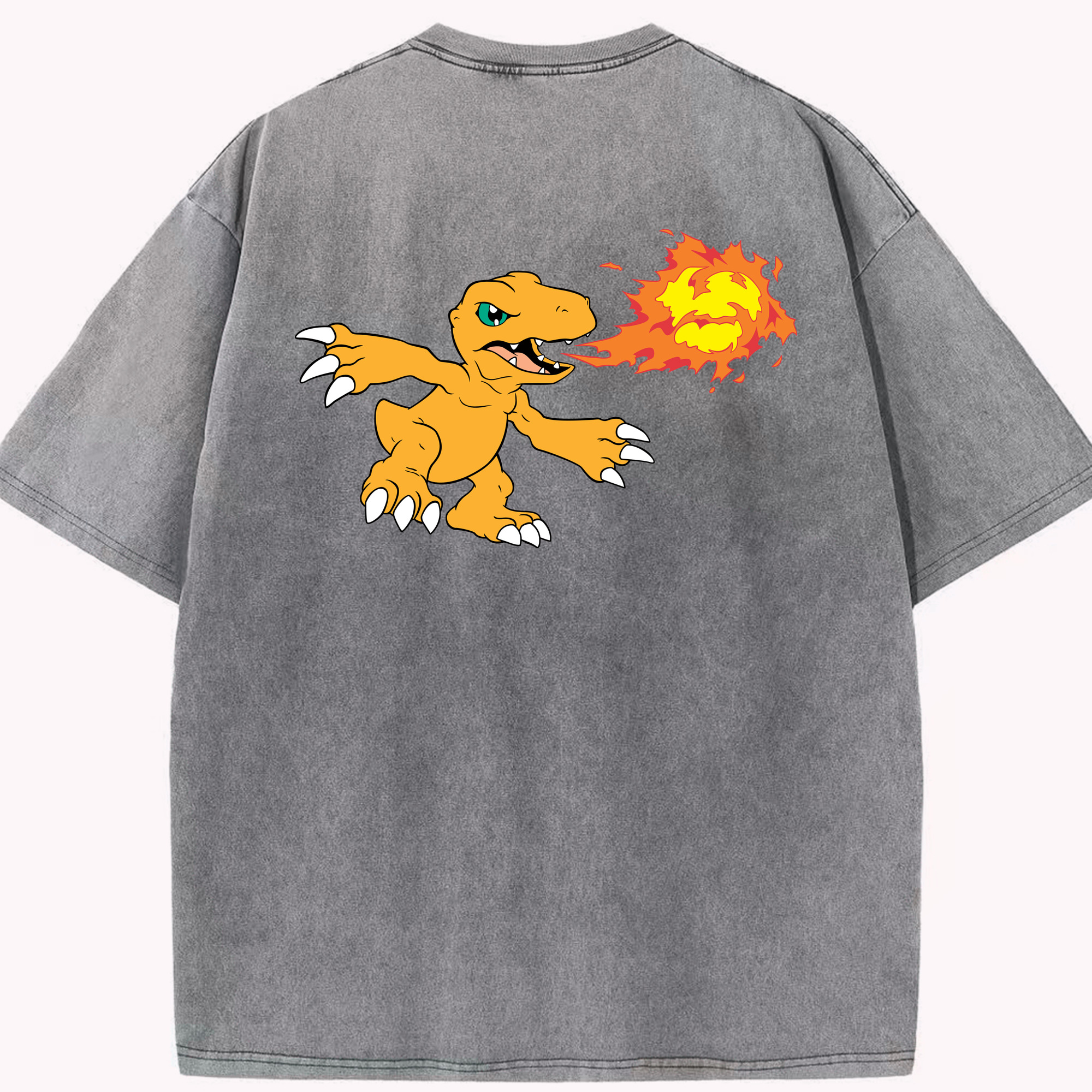 （画像用） Digimon デジタルモンスター/デジモン 綿100% ヴィンテージ風 半袖Tシャツ（背面プリント）