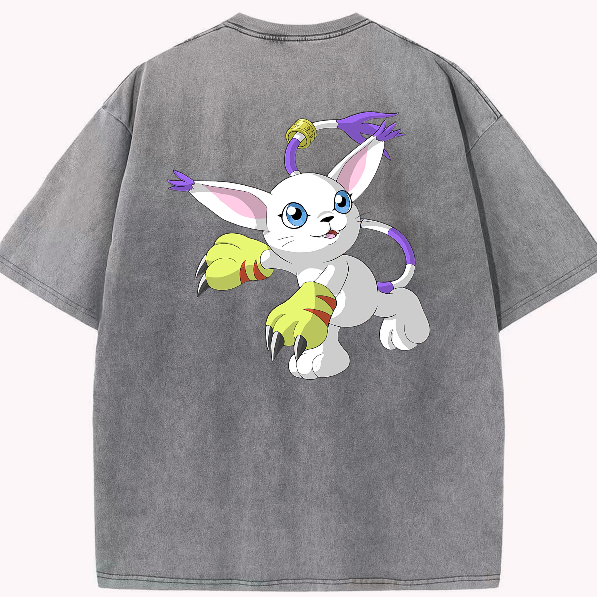 （画像用） Digimon デジタルモンスター/デジモン 綿100% ヴィンテージ風 半袖Tシャツ（背面プリント）