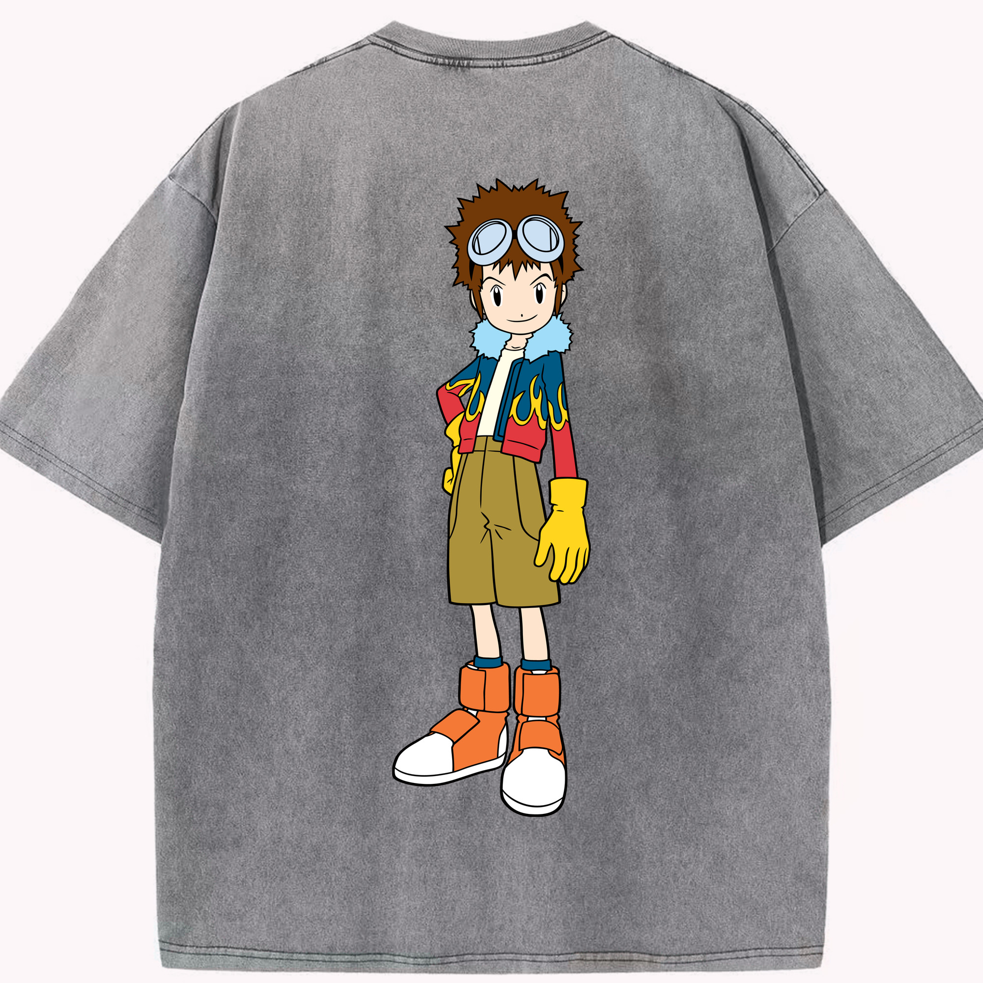 （画像用） Digimon デジタルモンスター/デジモン 綿100% ヴィンテージ風 半袖Tシャツ（背面プリント）