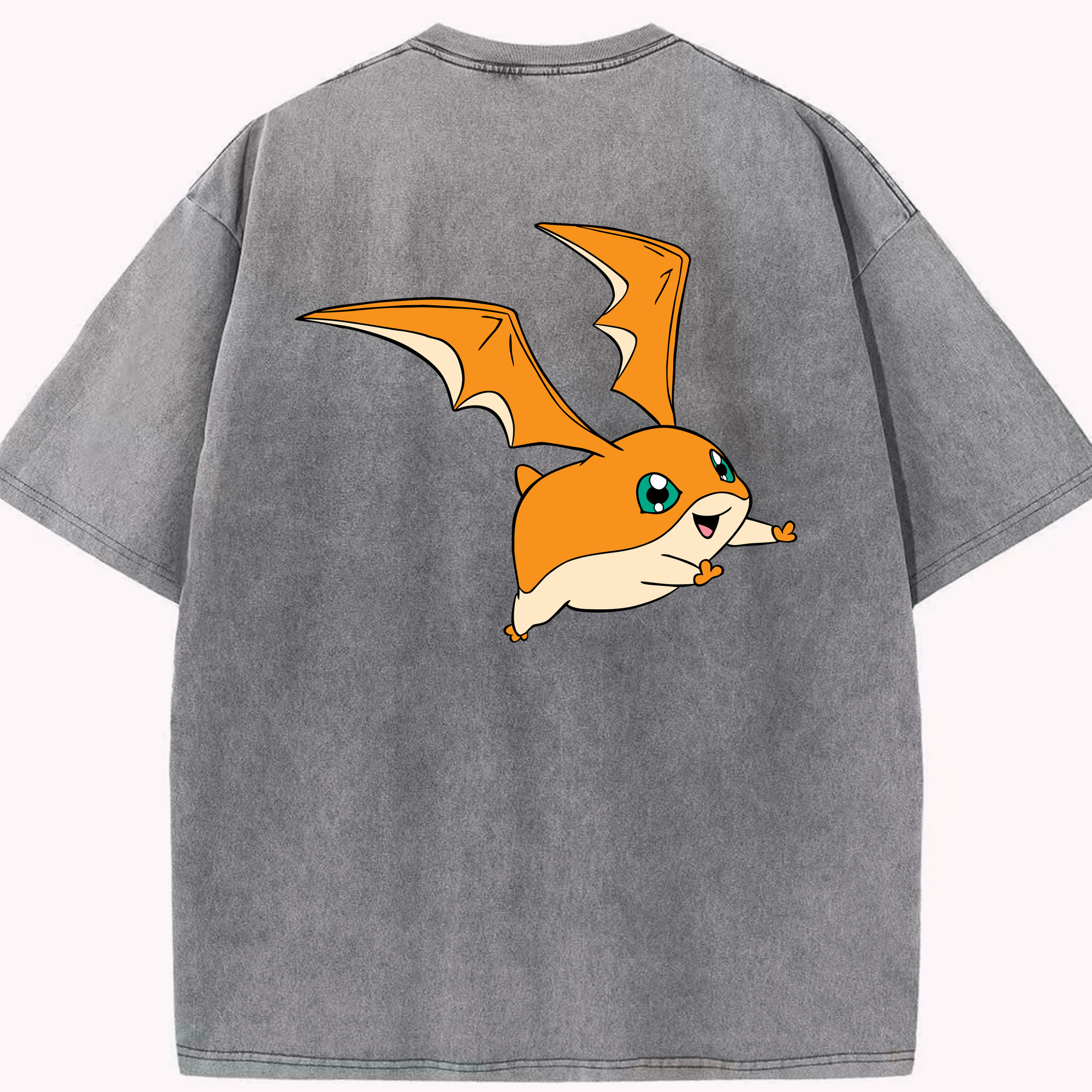 （画像用） Digimon デジタルモンスター/デジモン 綿100% ヴィンテージ風 半袖Tシャツ（背面プリント）