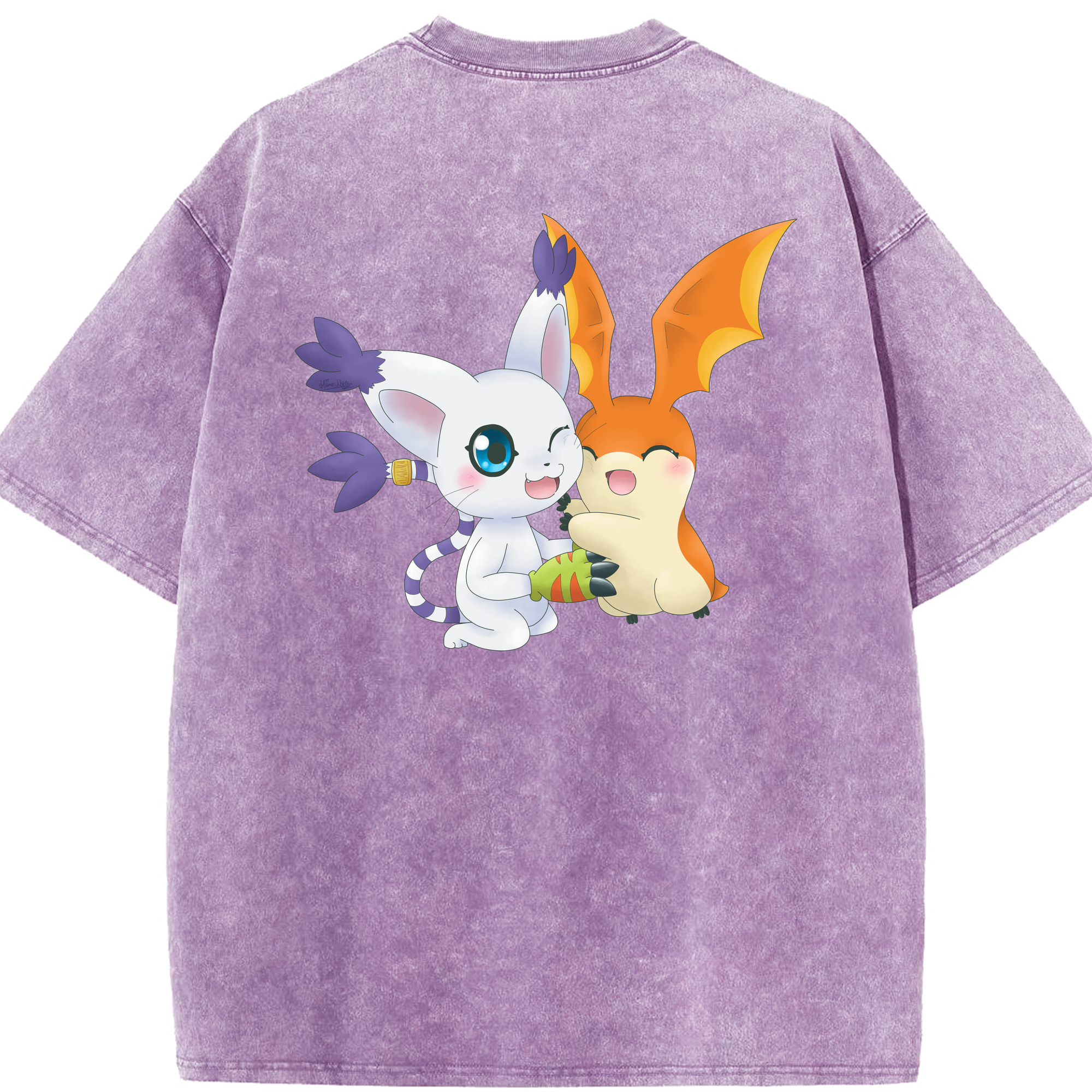 （画像用） Digimon デジタルモンスター/デジモン 綿100% ヴィンテージ風 半袖Tシャツ（背面プリント）