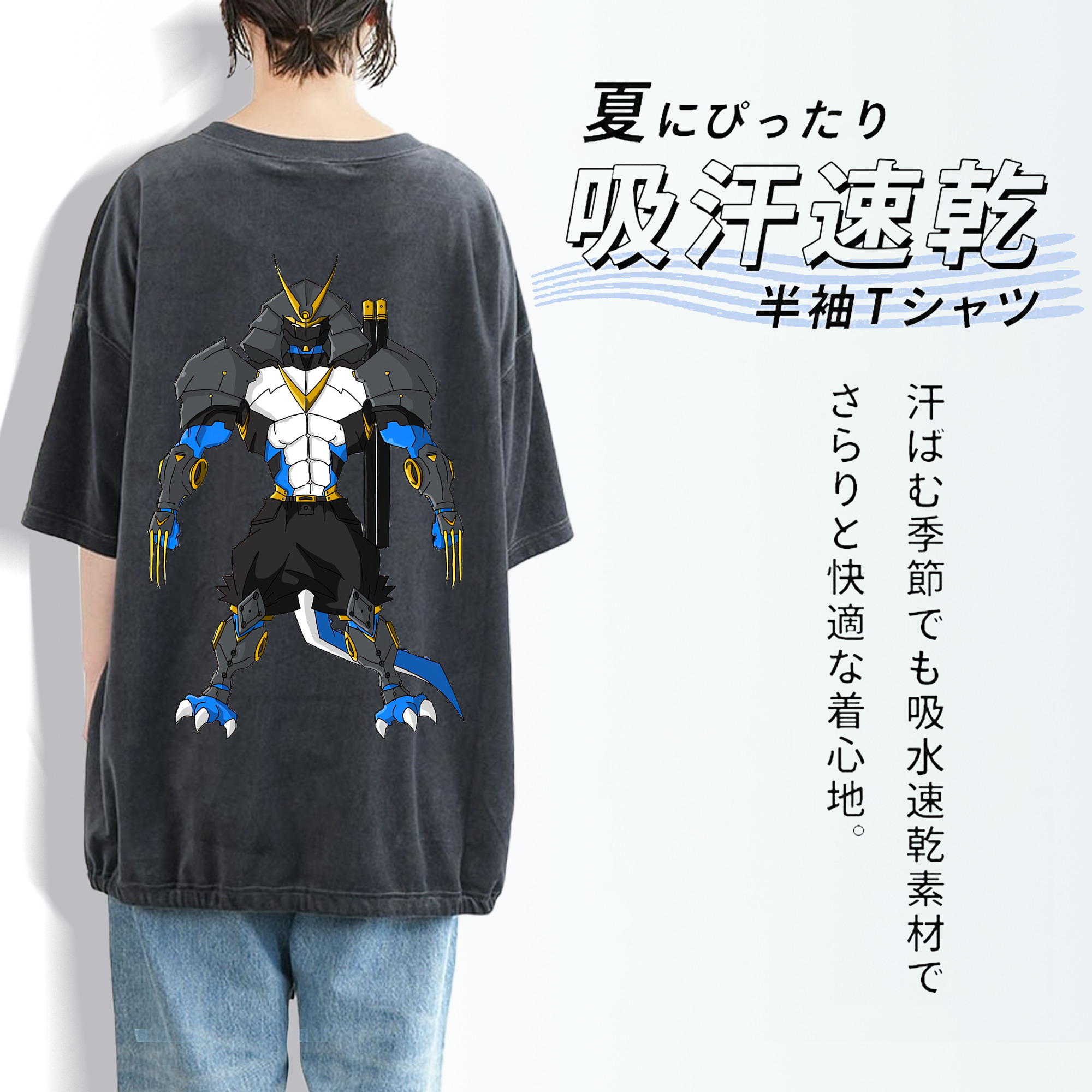 Digimon デジタルモンスター/デジモン 綿100% ヴィンテージ風 半袖Tシャツ（背面プリント）