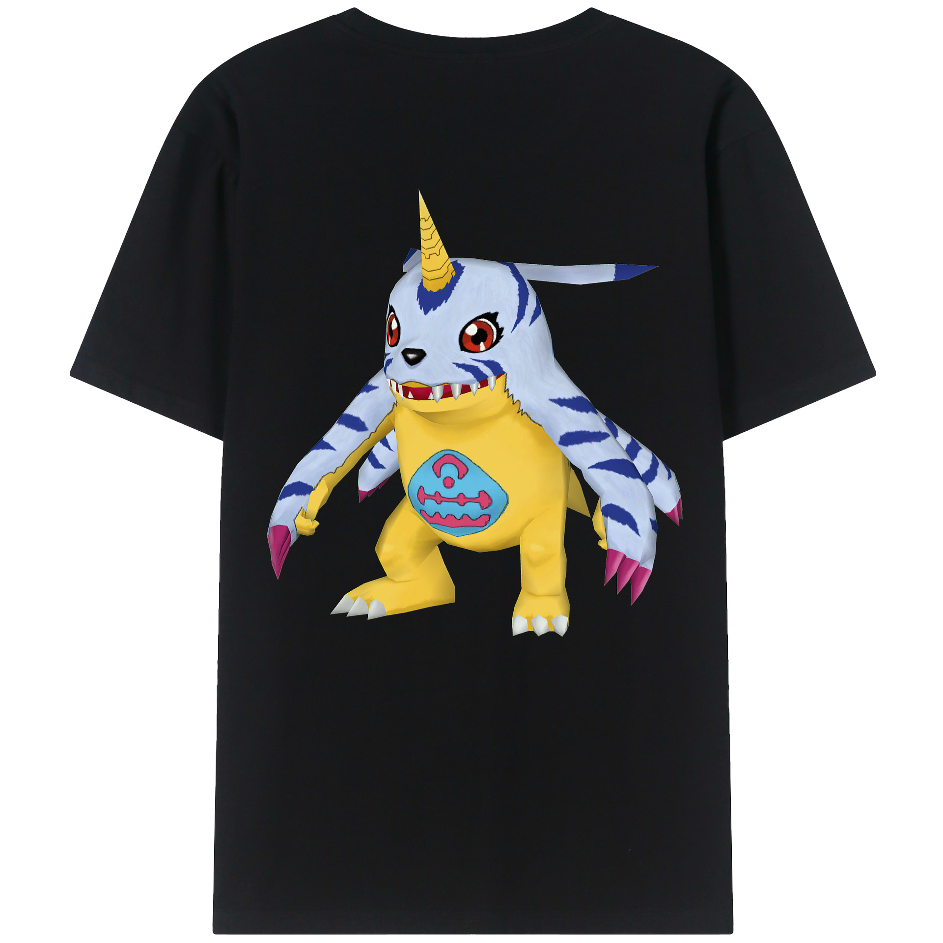 （画像用） Digimon デジタルモンスター/デジモン 綿100％ メンズ半袖Tシャツ（バックプリント） 通気性