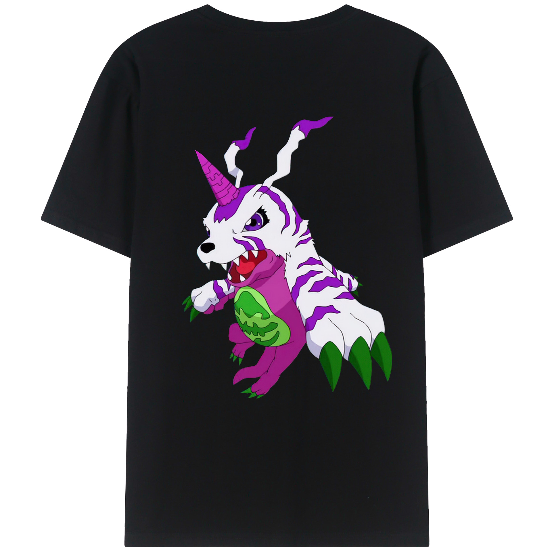 （画像用） Digimon デジタルモンスター/デジモン 綿100％ メンズ半袖Tシャツ（バックプリント） 通気性