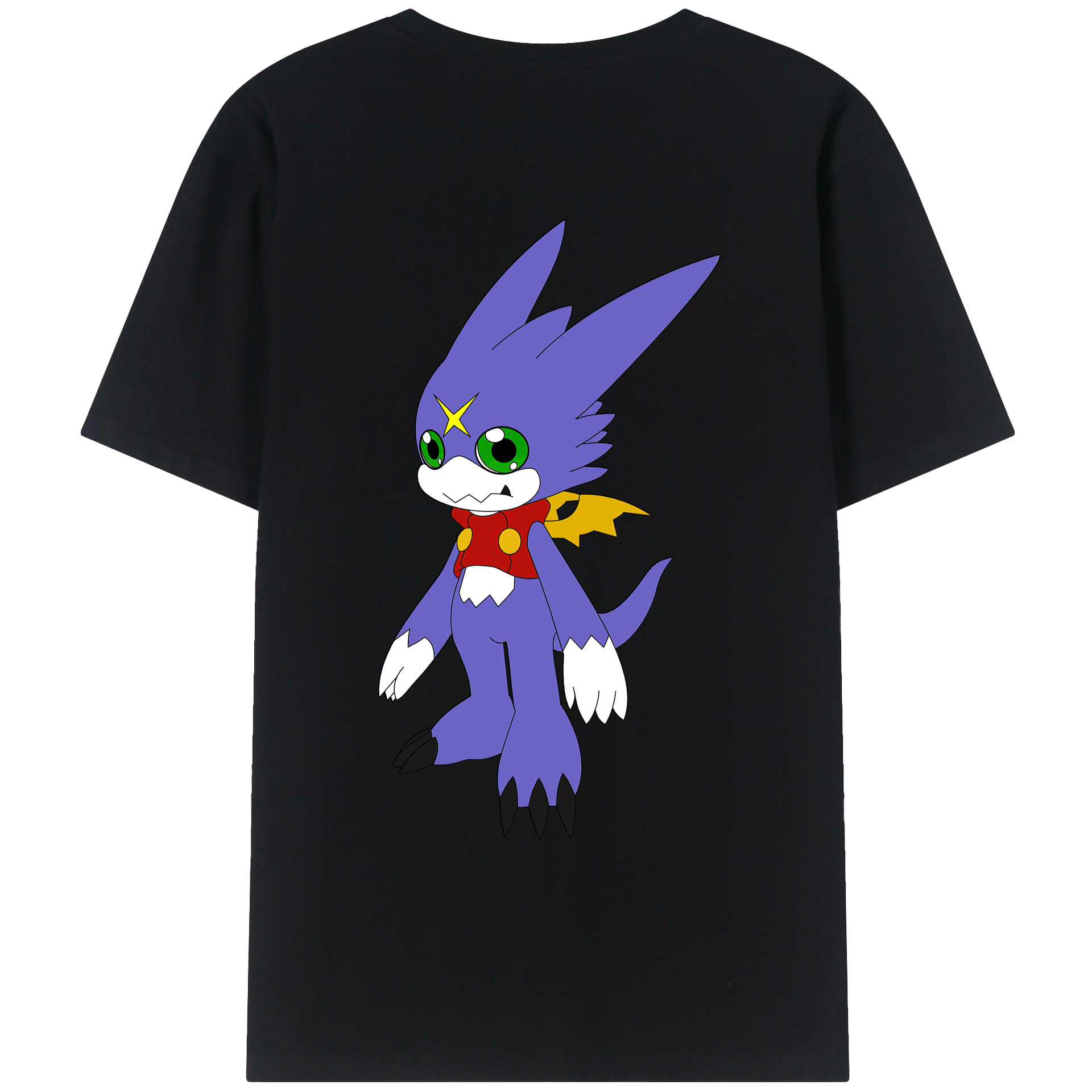 （画像用） Digimon デジタルモンスター/デジモン 綿100％ メンズ半袖Tシャツ（バックプリント） 通気性