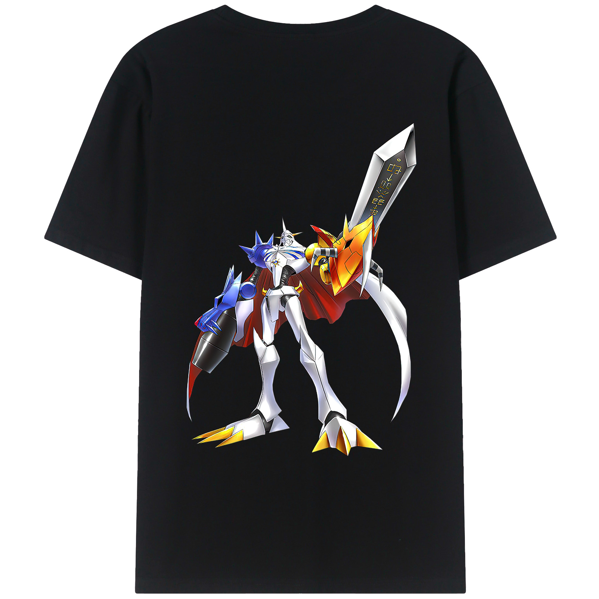 （画像用） Digimon デジタルモンスター/デジモン 綿100％ メンズ半袖Tシャツ（バックプリント） 通気性