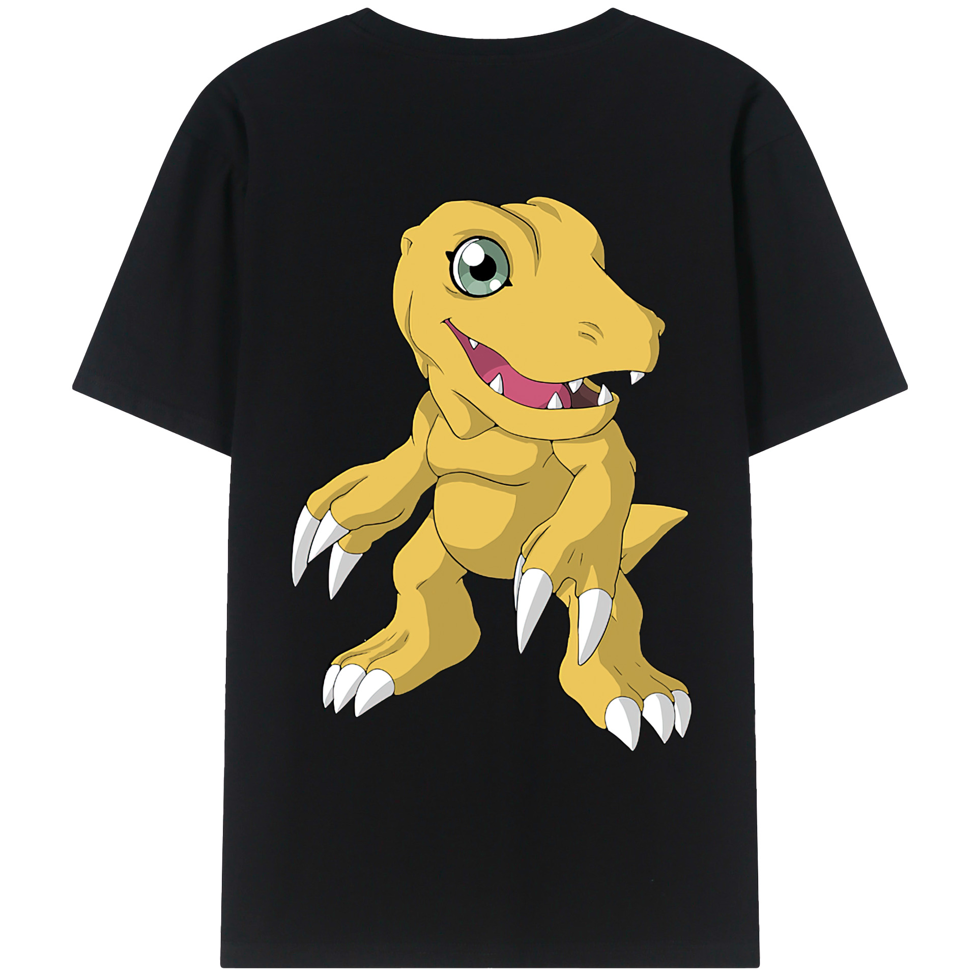 （画像用） Digimon デジタルモンスター/デジモン 綿100％ メンズ半袖Tシャツ（バックプリント） 通気性