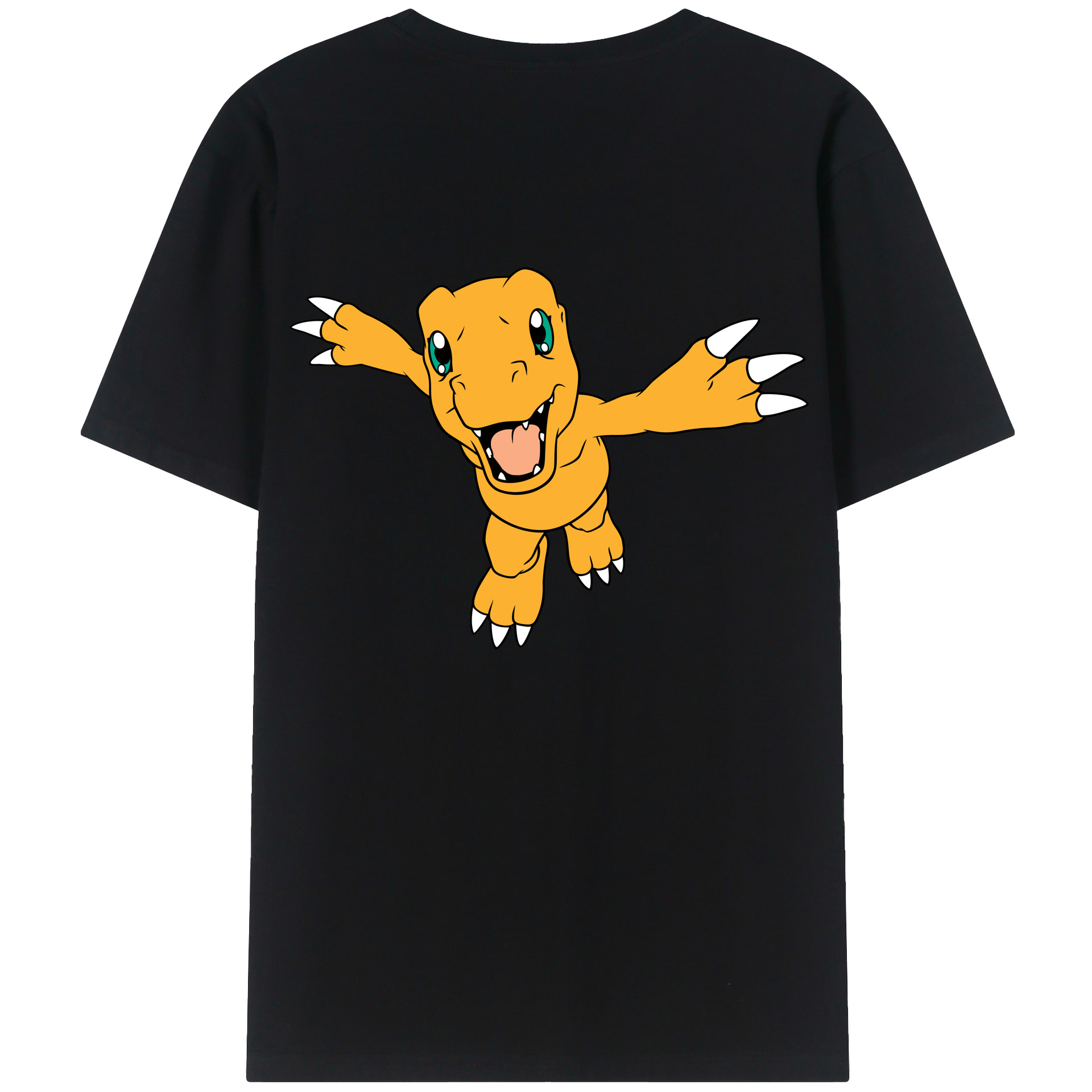 （画像用） Digimon デジタルモンスター/デジモン 綿100％ メンズ半袖Tシャツ（バックプリント） 通気性