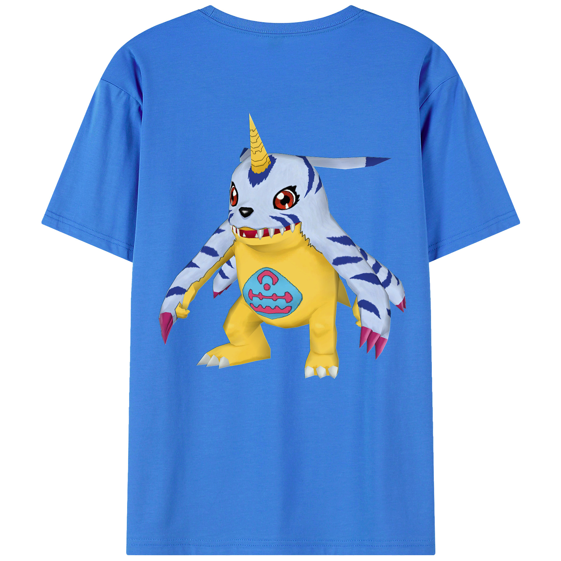 （画像用） Digimon デジタルモンスター/デジモン 綿100％ メンズ半袖Tシャツ（バックプリント） 通気性