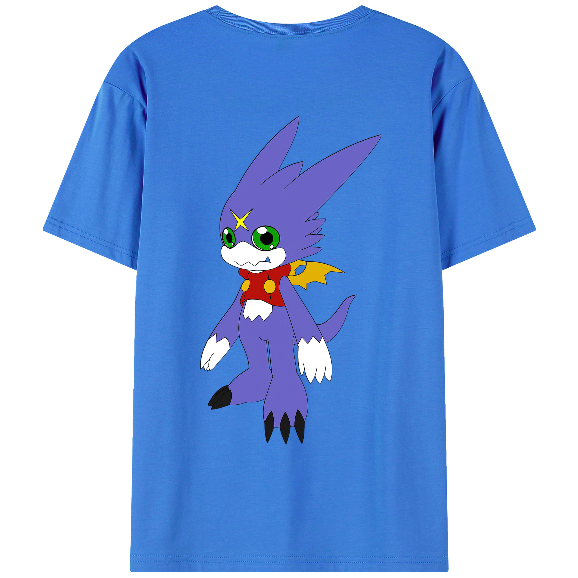 （画像用） Digimon デジタルモンスター/デジモン 綿100％ メンズ半袖Tシャツ（バックプリント） 通気性