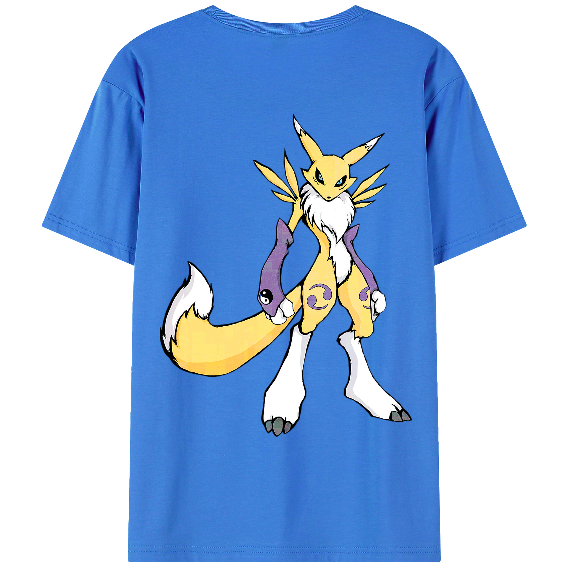 （画像用） Digimon デジタルモンスター/デジモン 綿100％ メンズ半袖Tシャツ（バックプリント） 通気性