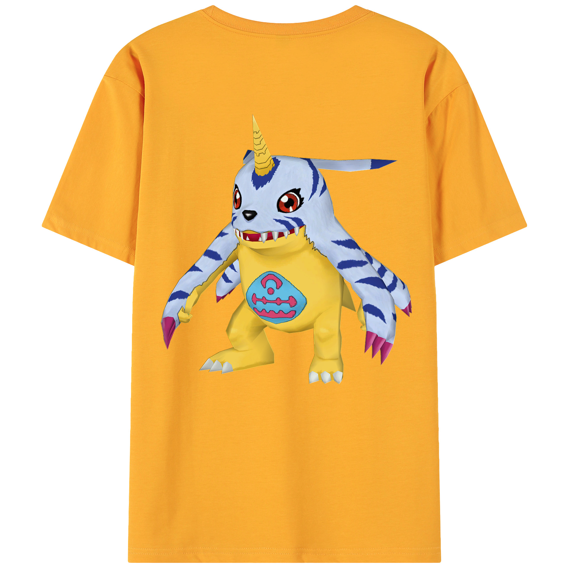 （画像用） Digimon デジタルモンスター/デジモン 綿100％ メンズ半袖Tシャツ（バックプリント） 通気性