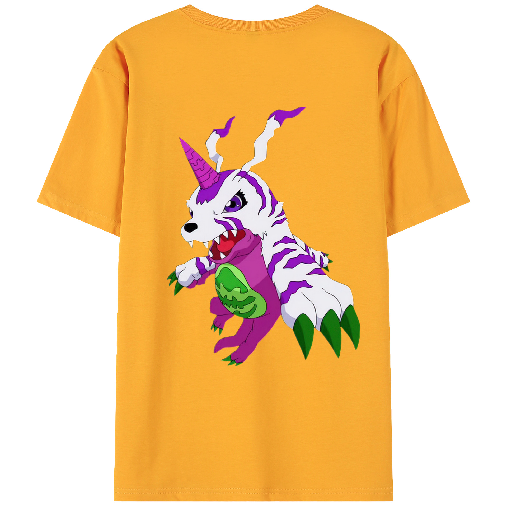 （画像用） Digimon デジタルモンスター/デジモン 綿100％ メンズ半袖Tシャツ（バックプリント） 通気性
