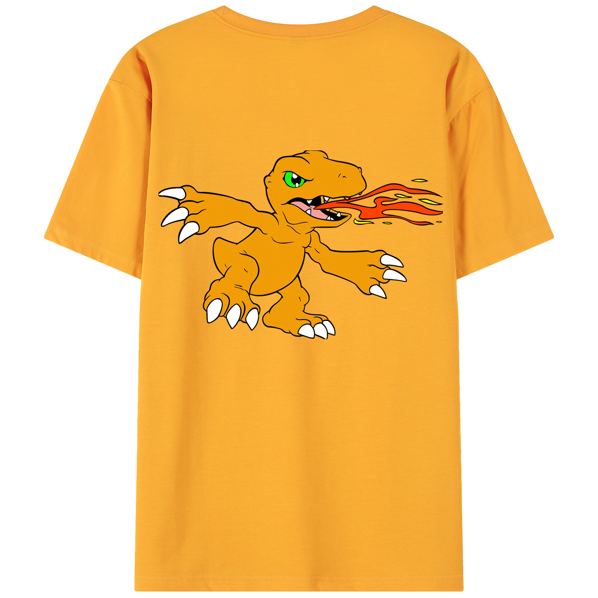 （画像用） Digimon デジタルモンスター/デジモン 綿100％ メンズ半袖Tシャツ（バックプリント） 通気性