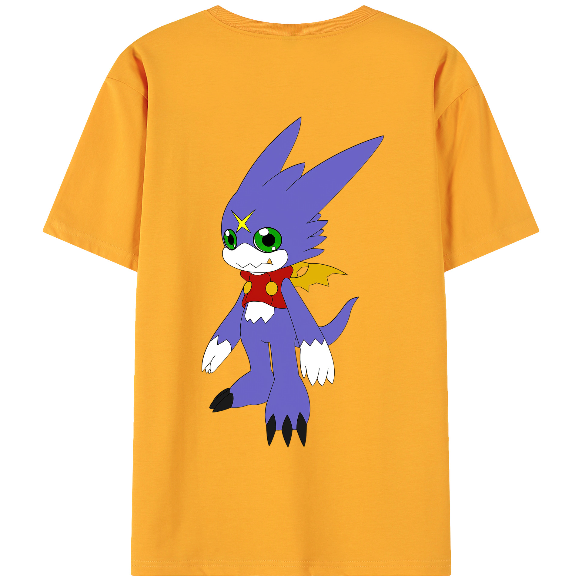 （画像用） Digimon デジタルモンスター/デジモン 綿100％ メンズ半袖Tシャツ（バックプリント） 通気性