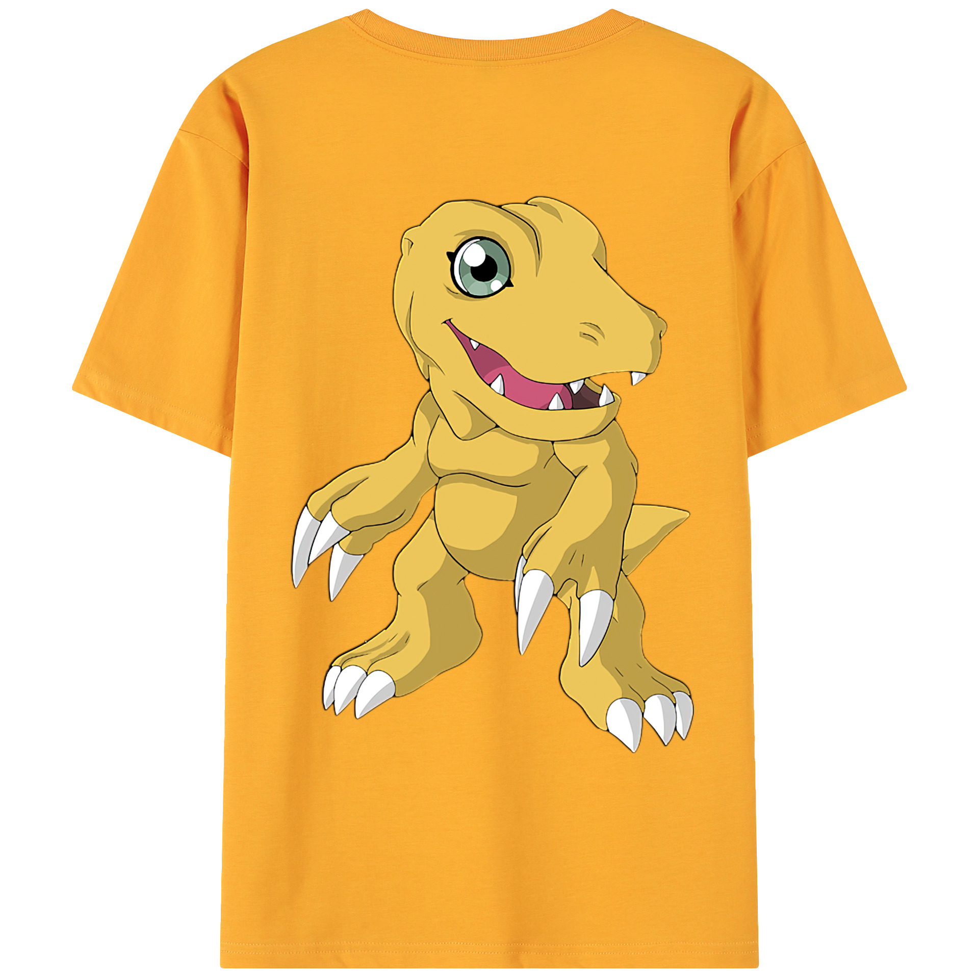 （画像用） Digimon デジタルモンスター/デジモン 綿100％ メンズ半袖Tシャツ（バックプリント） 通気性
