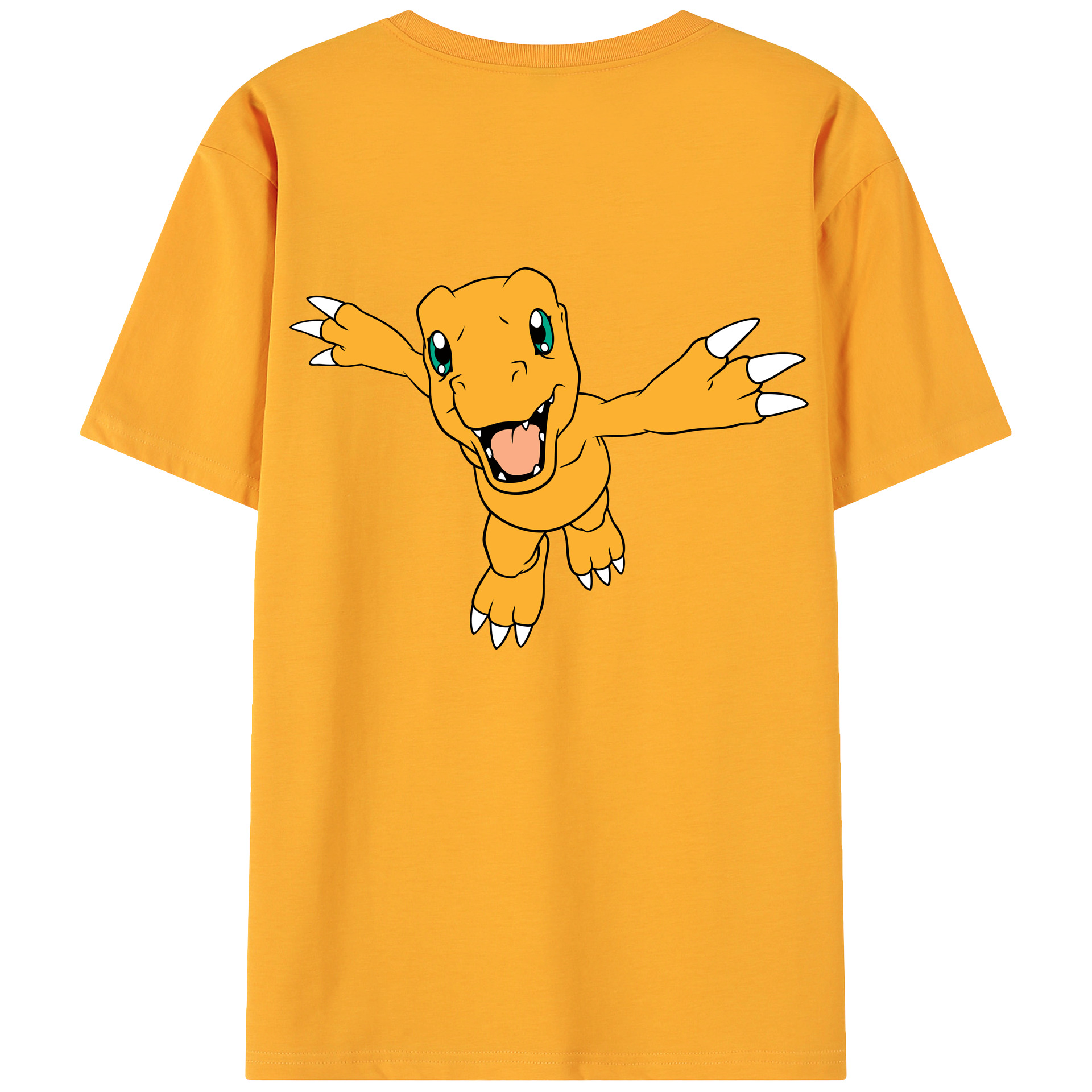 （画像用） Digimon デジタルモンスター/デジモン 綿100％ メンズ半袖Tシャツ（バックプリント） 通気性