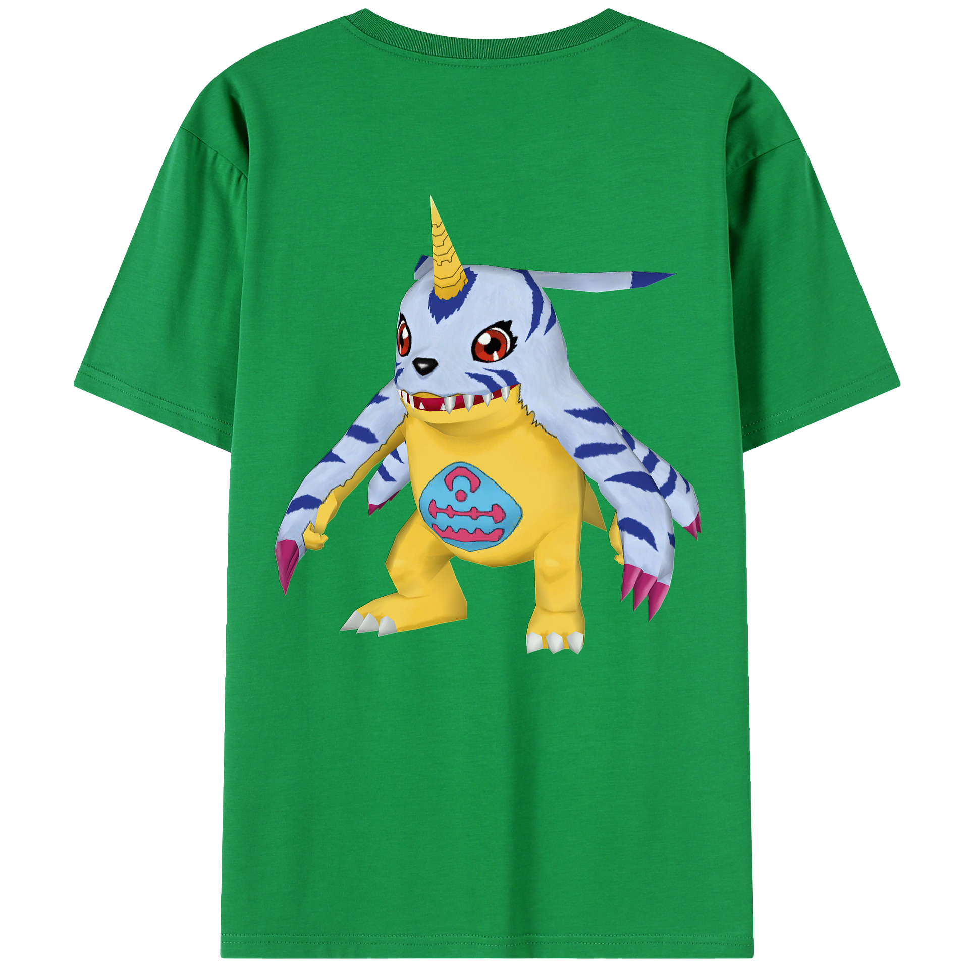 （画像用） Digimon デジタルモンスター/デジモン 綿100％ メンズ半袖Tシャツ（バックプリント） 通気性