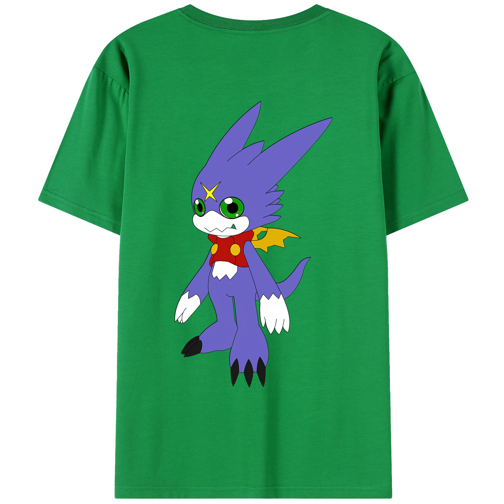 （画像用） Digimon デジタルモンスター/デジモン 綿100％ メンズ半袖Tシャツ（バックプリント） 通気性