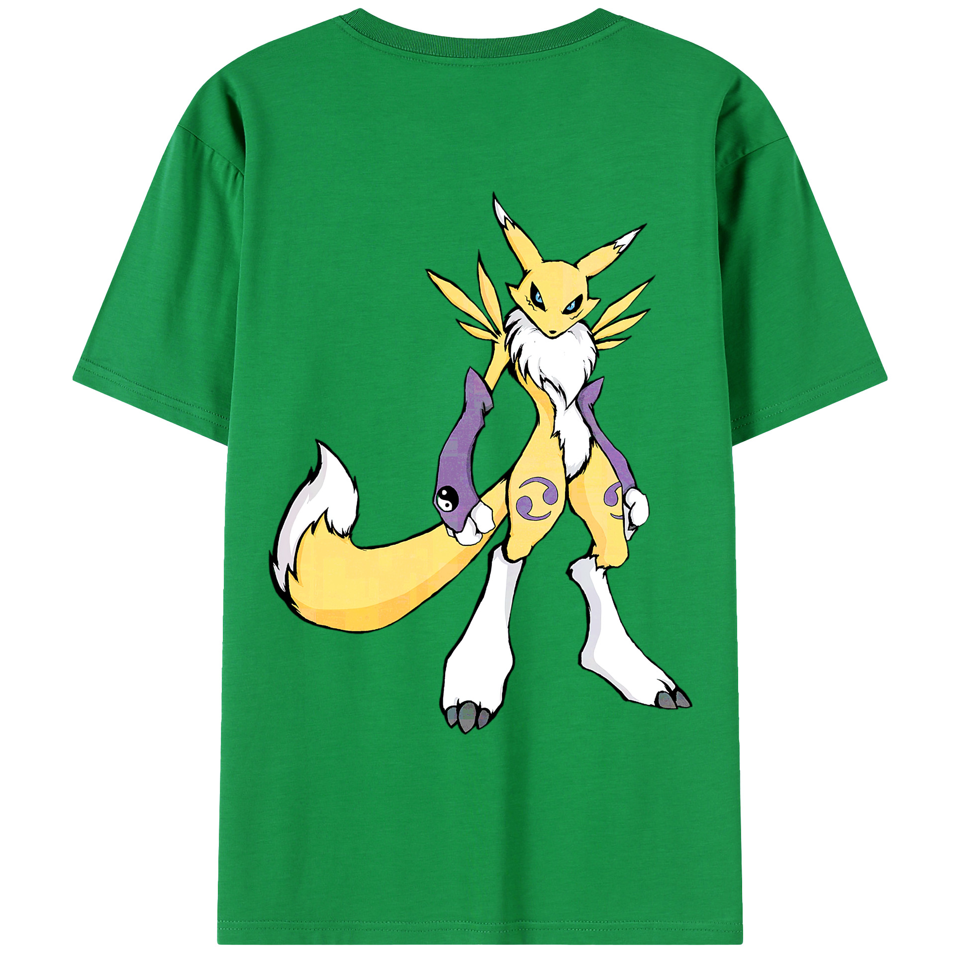 （画像用） Digimon デジタルモンスター/デジモン 綿100％ メンズ半袖Tシャツ（バックプリント） 通気性